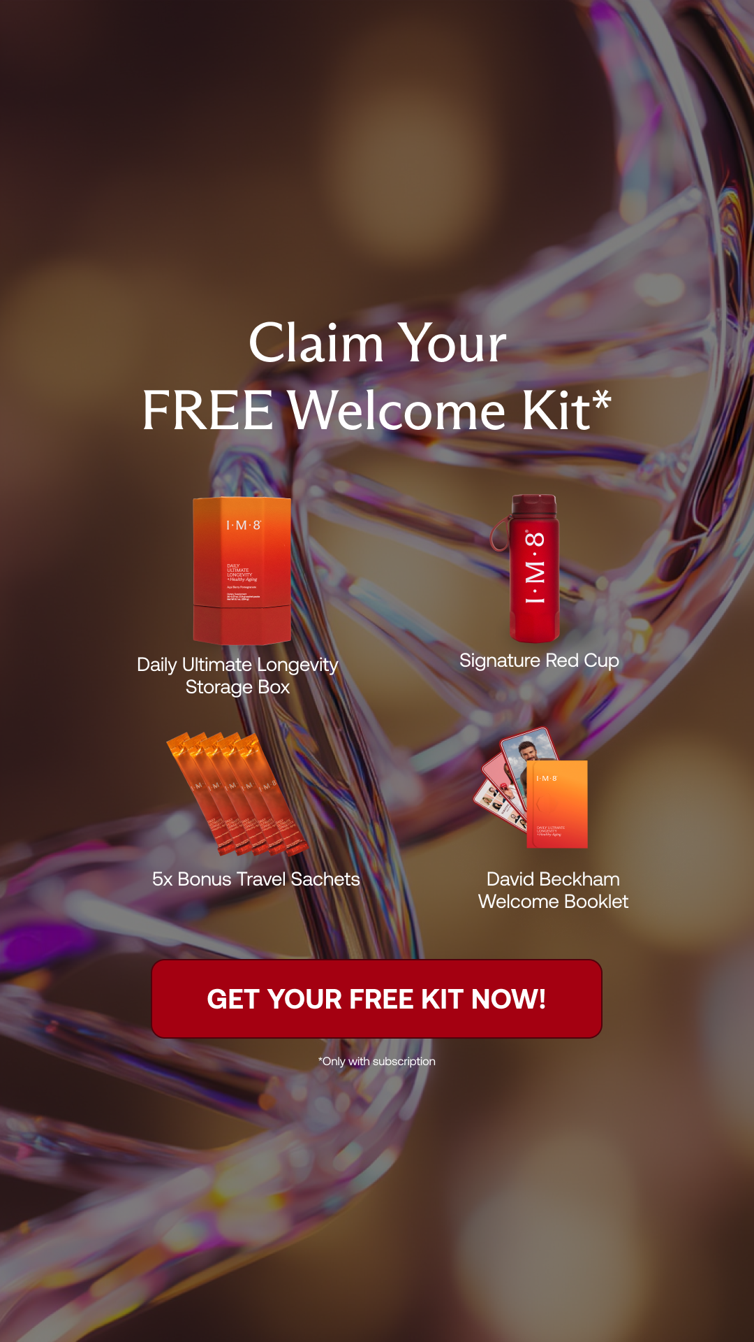 IM8 Facebook ad: Free Welcome Kit With Subscription