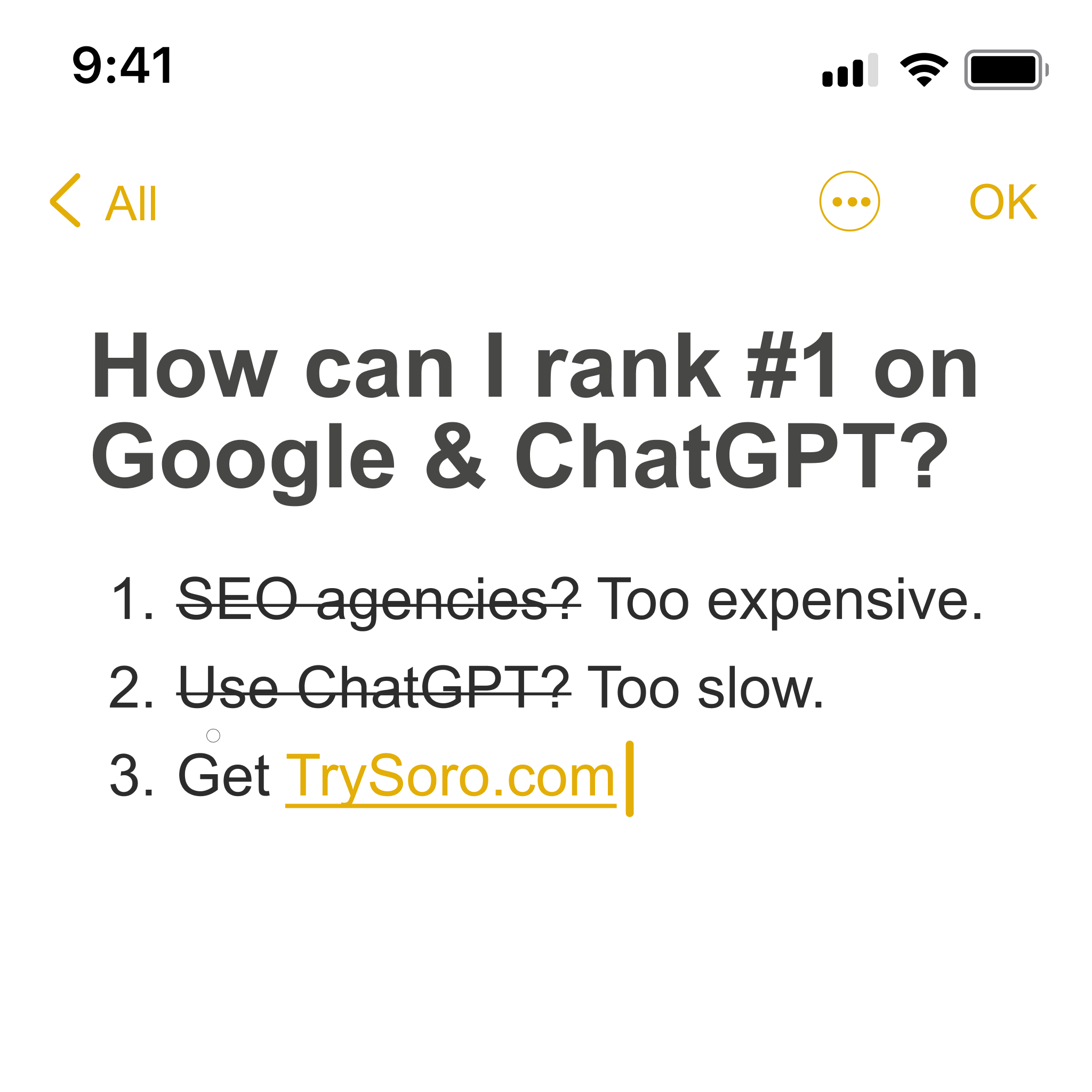 Soro SEO Facebook ad
