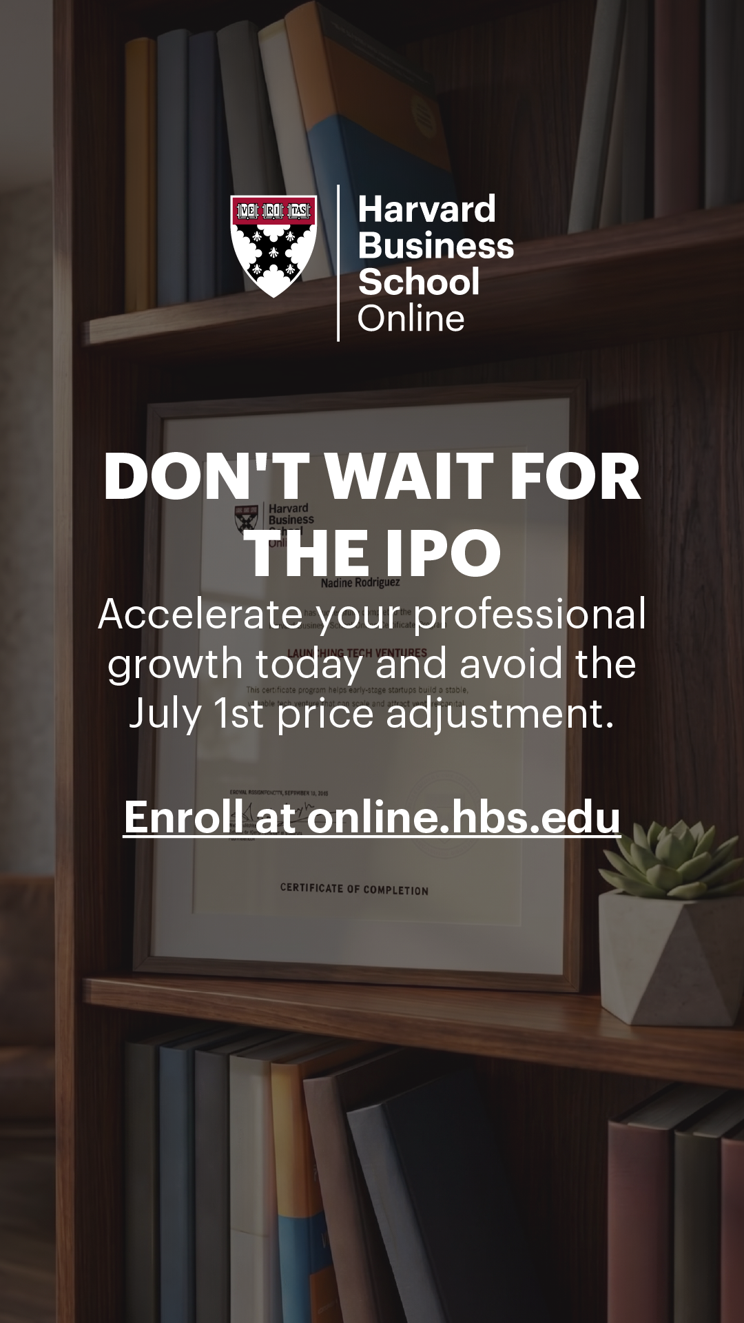 Harvard Business School Online Facebook ad