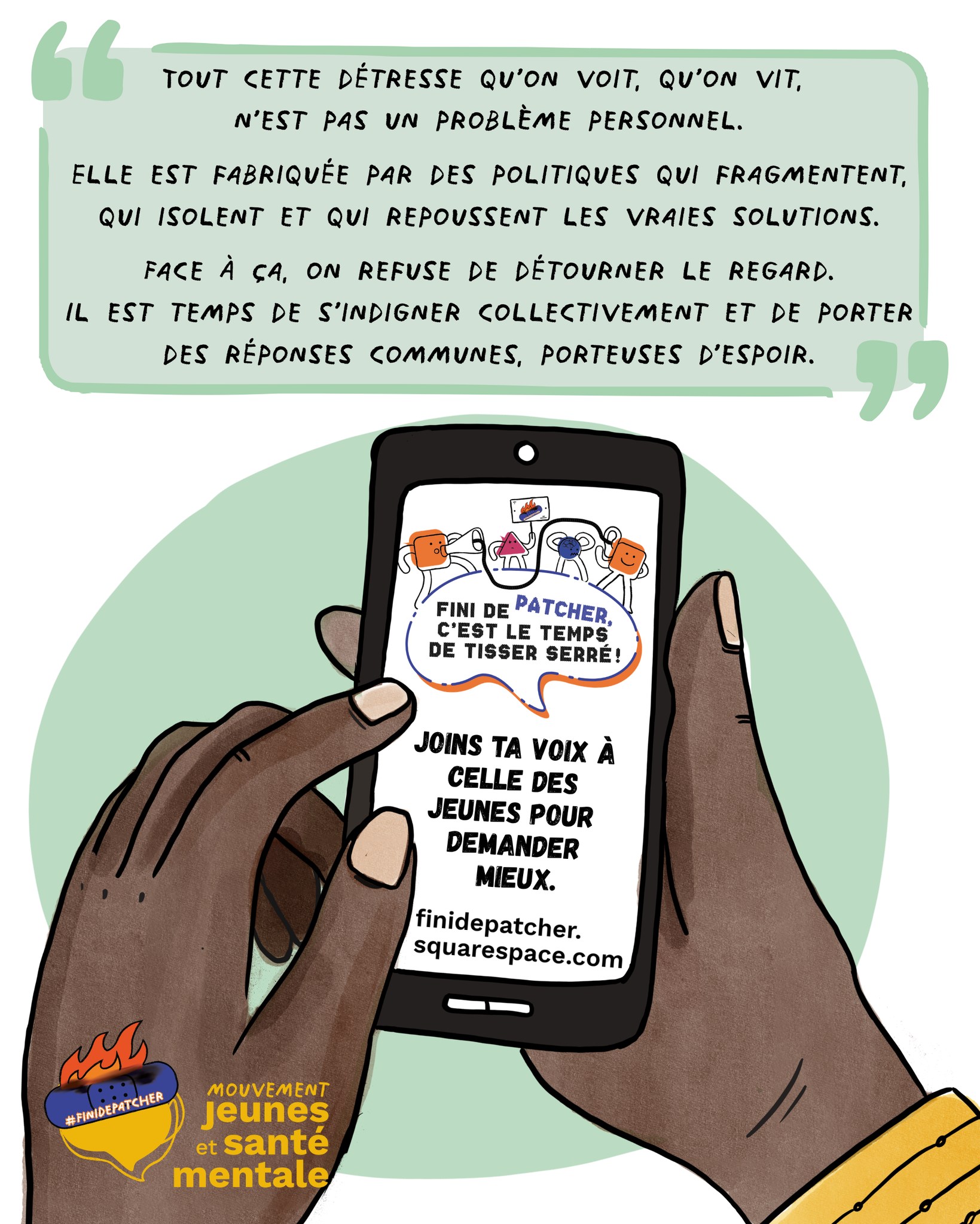Mouvement Jeunes et santé mentale Facebook ad: Et si on arrêtait de patcher les dégâts…