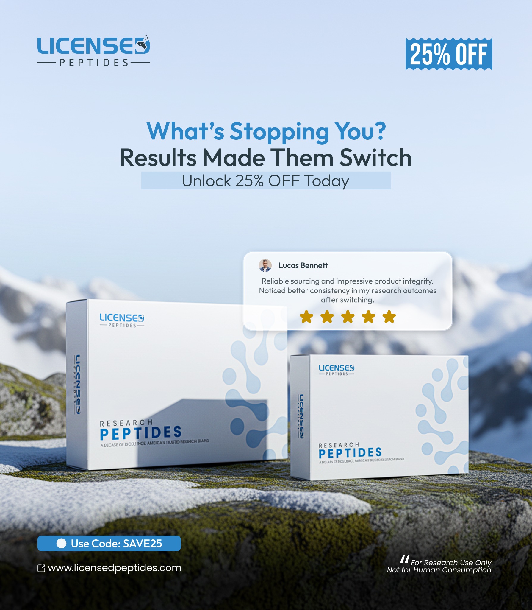 Licensed Peptides Research Journal Facebook ad from Apr 16, 2026
