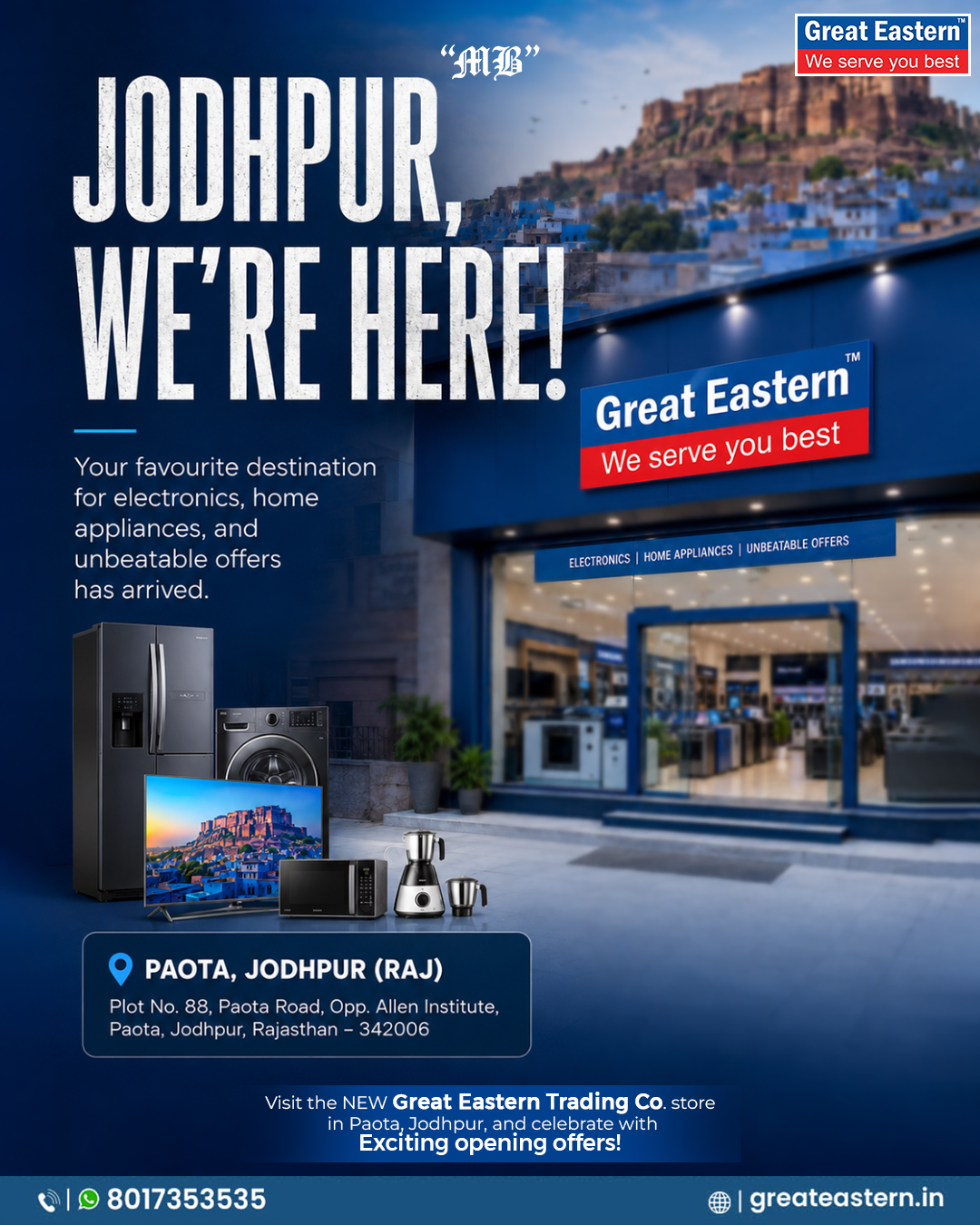 GREAT EASTERN TRADING CO Facebook ad: Jodhpur, we're here!