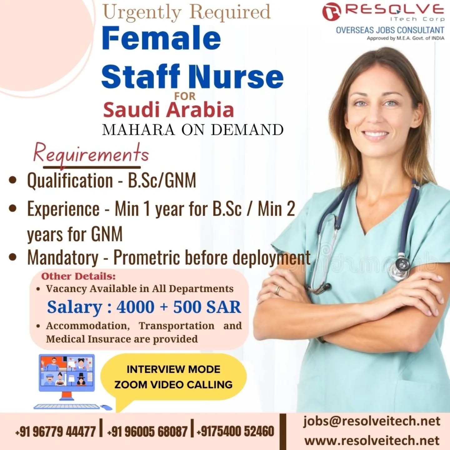 resolveitechcorp Facebook ad: Urgently Required Female Staff Nurses