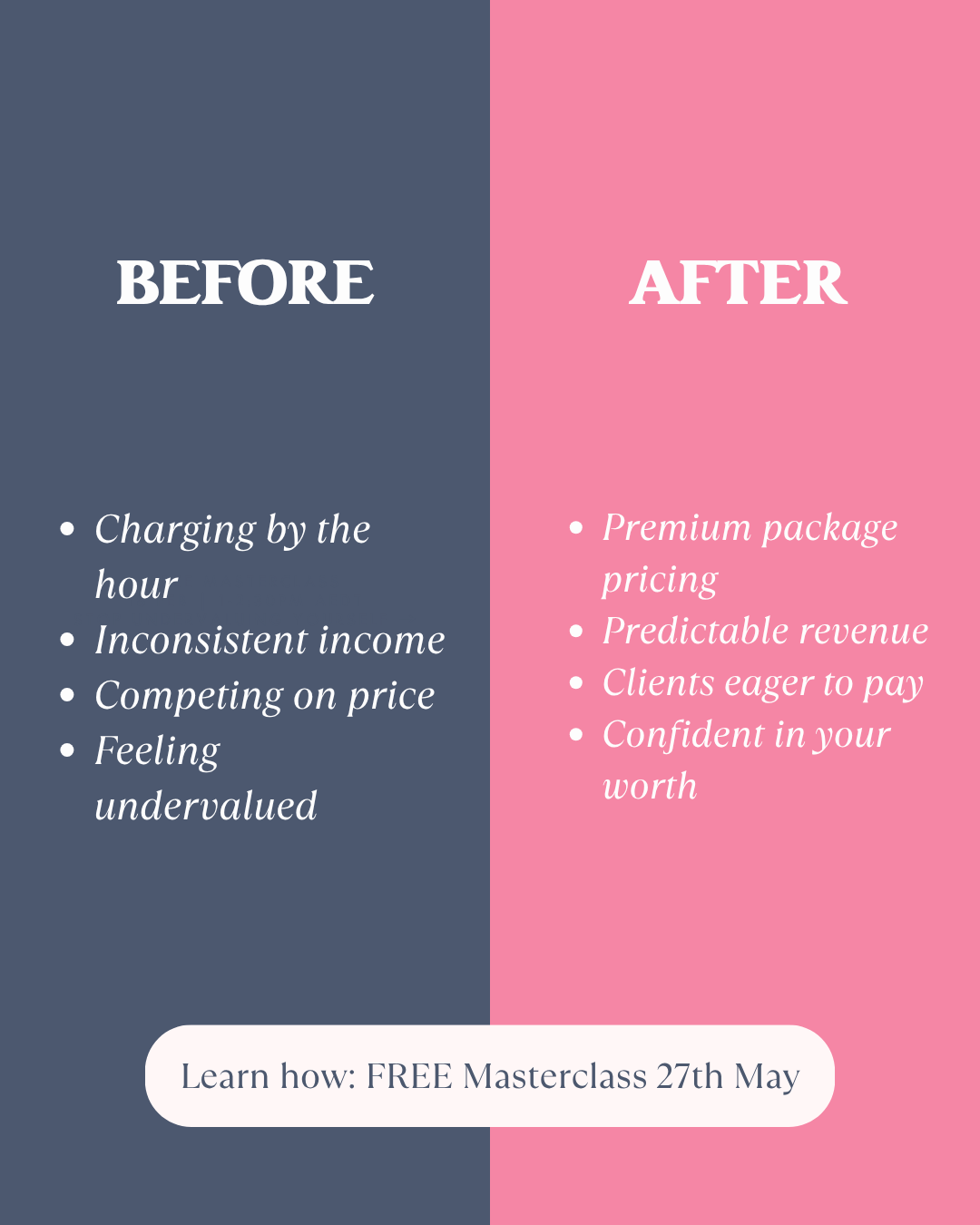 Emma McQueen Facebook ad: Stop Undercharging Yourself