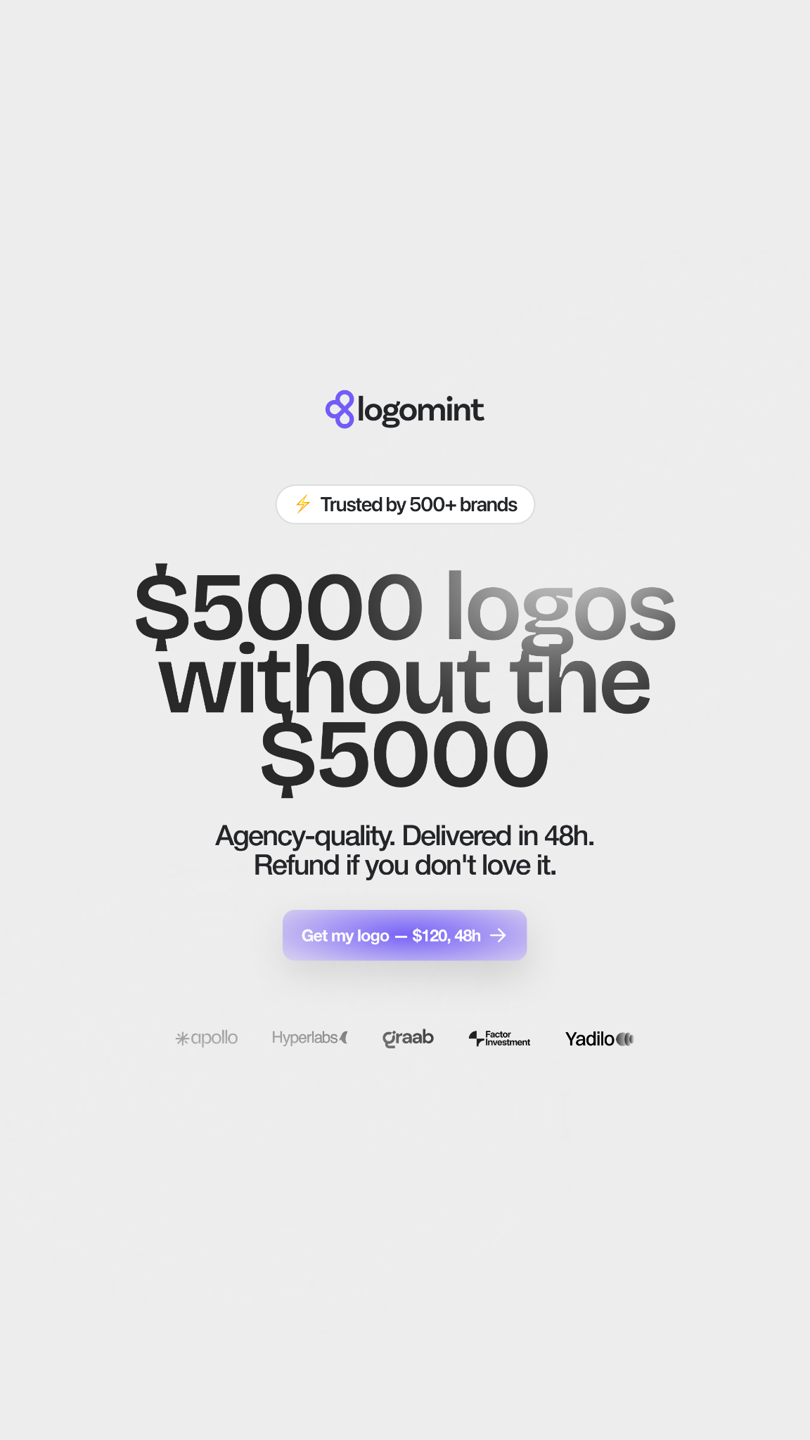Logomint Facebook ad: Fair Price. Real Designer.