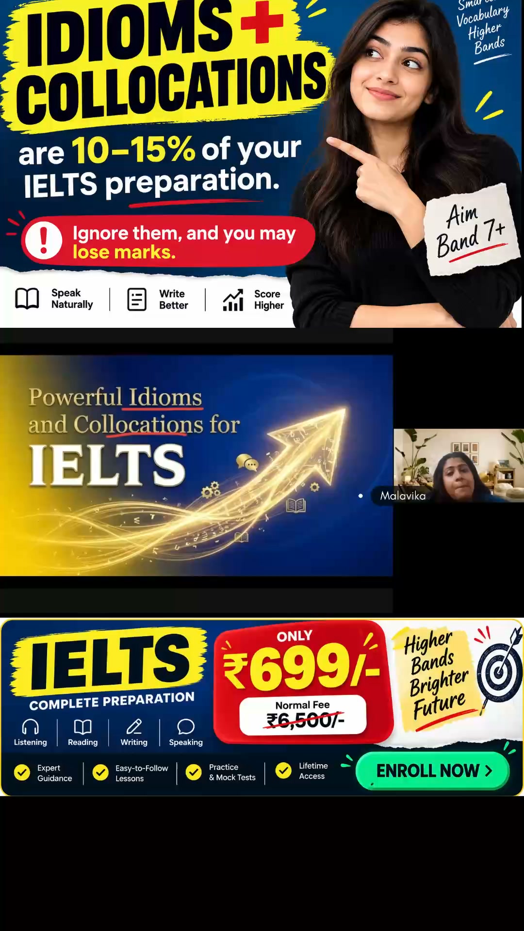 I-blue Education Facebook ad: Get 1 Month IELTS Training For ₹699