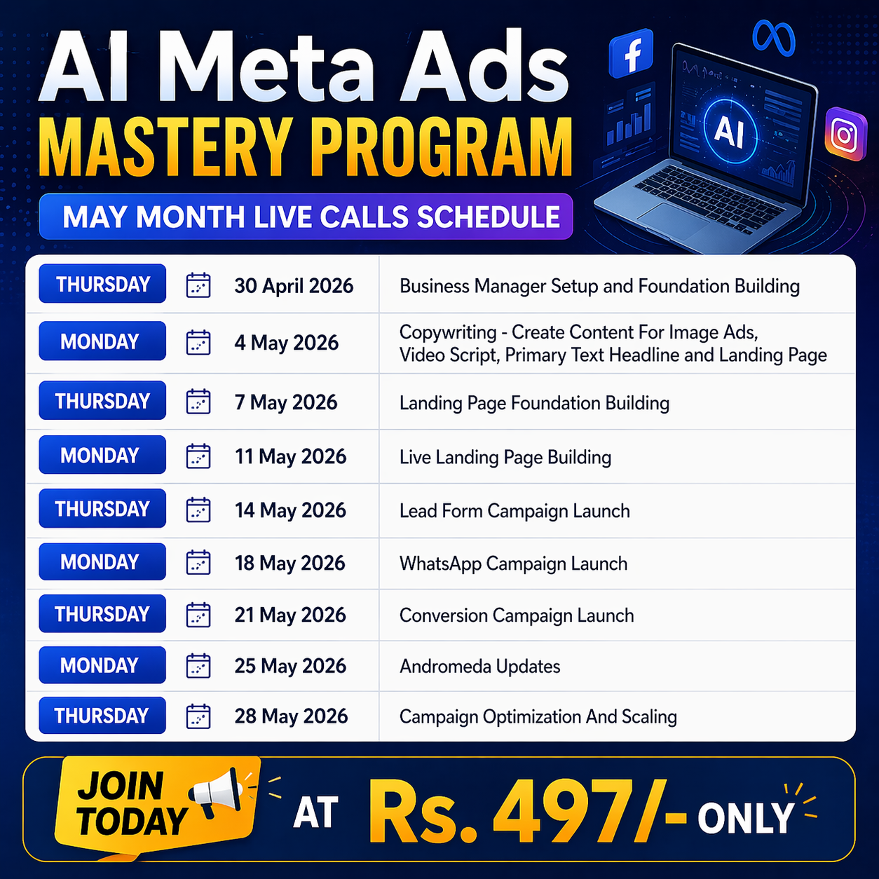GrowthShastra Facebook ad: Launch Your First Meta Ad & Start Getting Sales in 7 Days