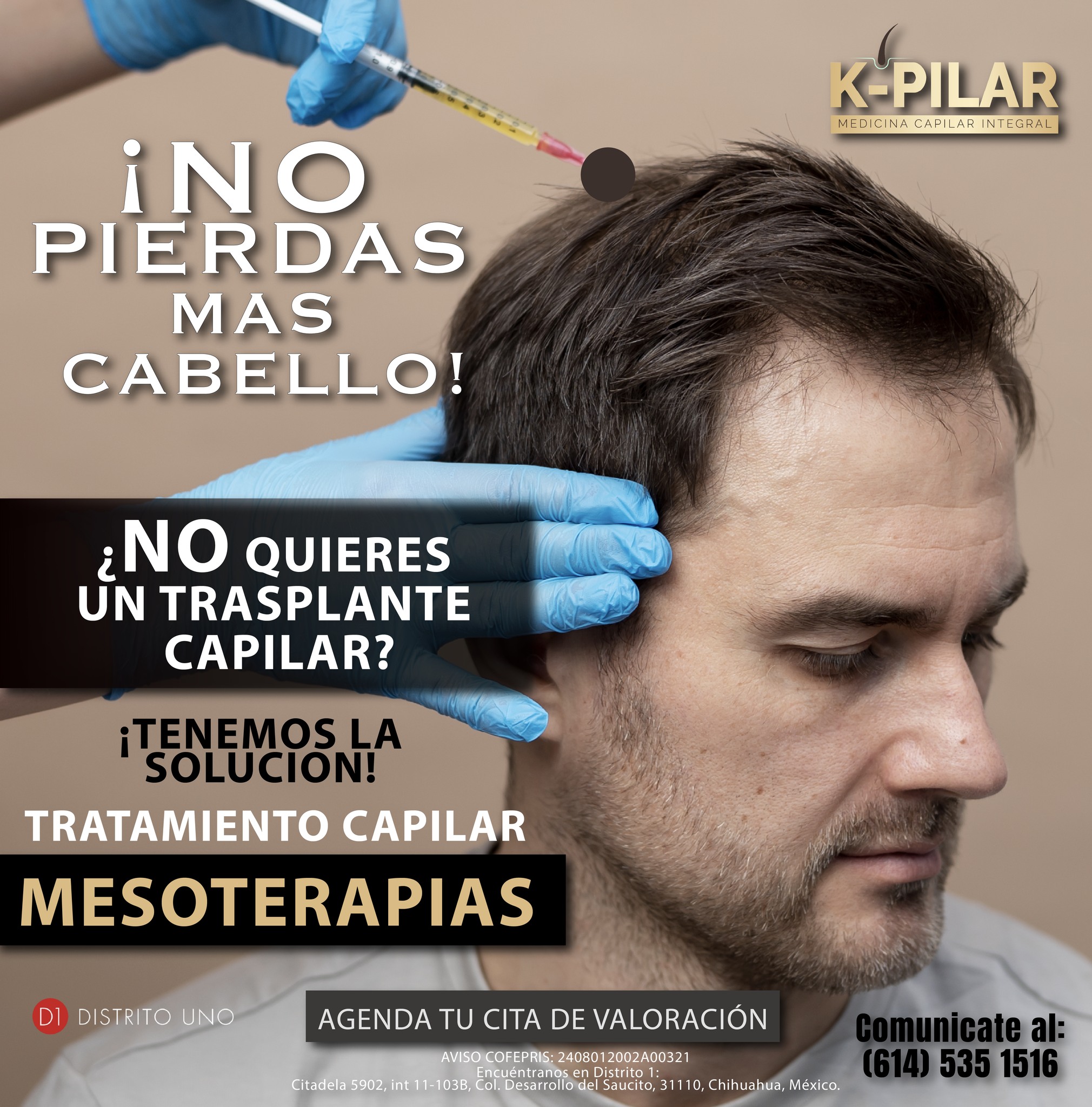 Clinica Kpilar cuu - Transplante Capilar Facebook ad: ¡Recupera tu cabello con mesoterapia capilar!