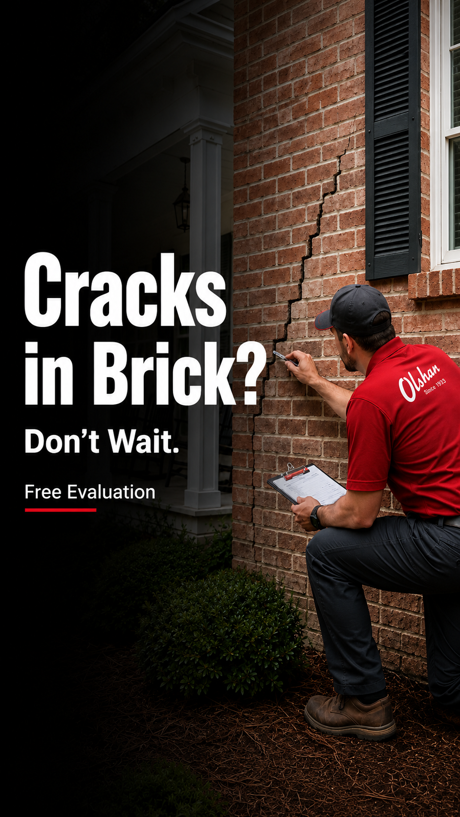 Olshan Foundation Repair Facebook ad: Cracks in Brick? Don’t Wait