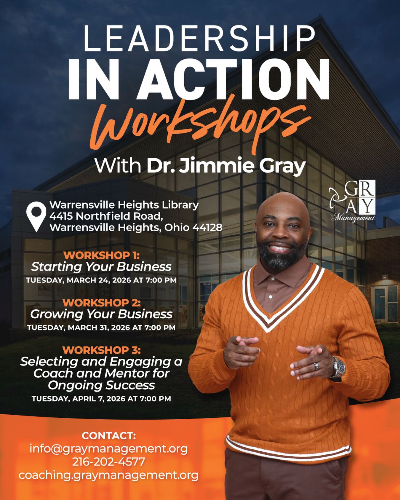 jimmiegray_ Facebook ad: Leadership in Action Workshops with Dr.