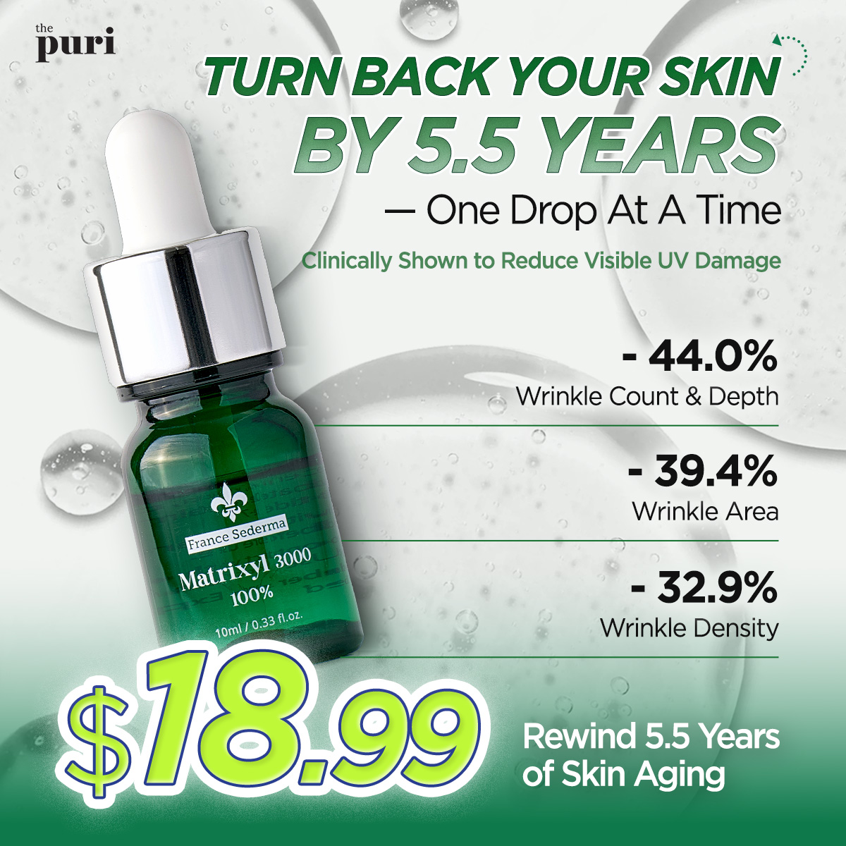 Thepuri Facebook ad: Matrixyl 3000 100% Peptide Serum