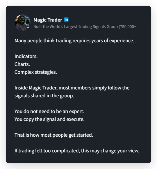 Magic Trader - Progress Facebook ad: The biggest mistake beginners make is overcomplicating…