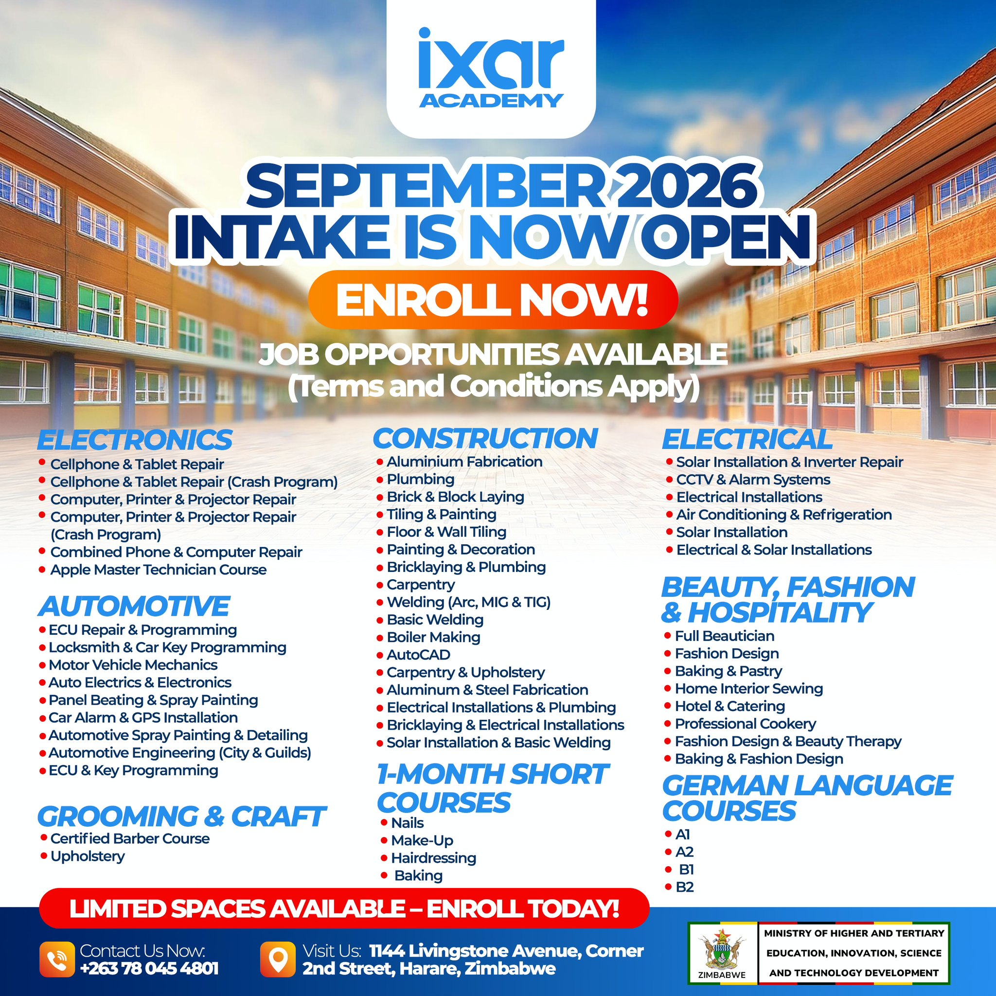 Ixar Academy Facebook ad: OUR SEPTEMBER 2026 INTAKE IS NOW OPEN.REGISTER NOW…