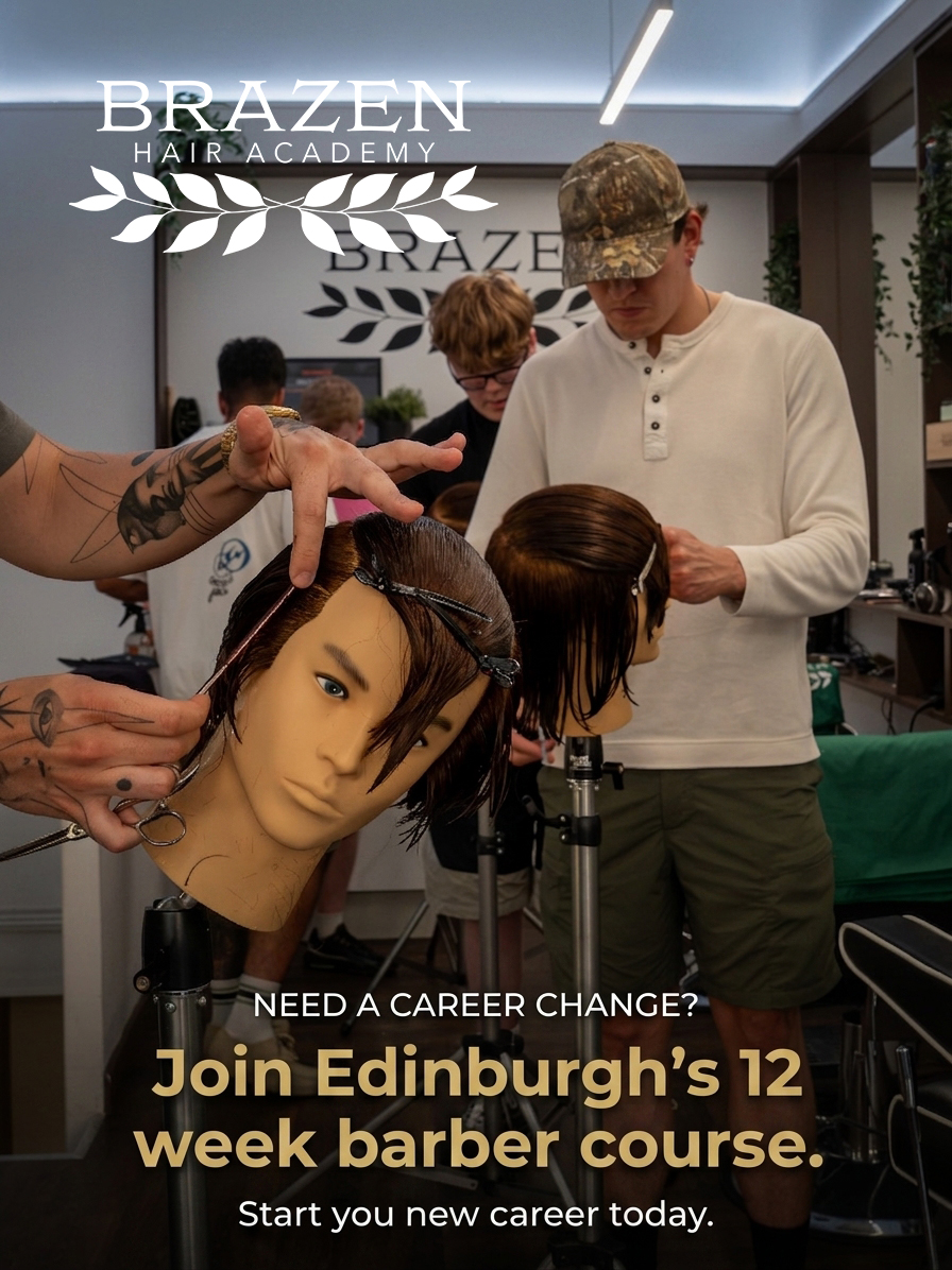 Brazen Men's Hair Facebook ad: Become A Full-Time Barber In 12 Weeks
