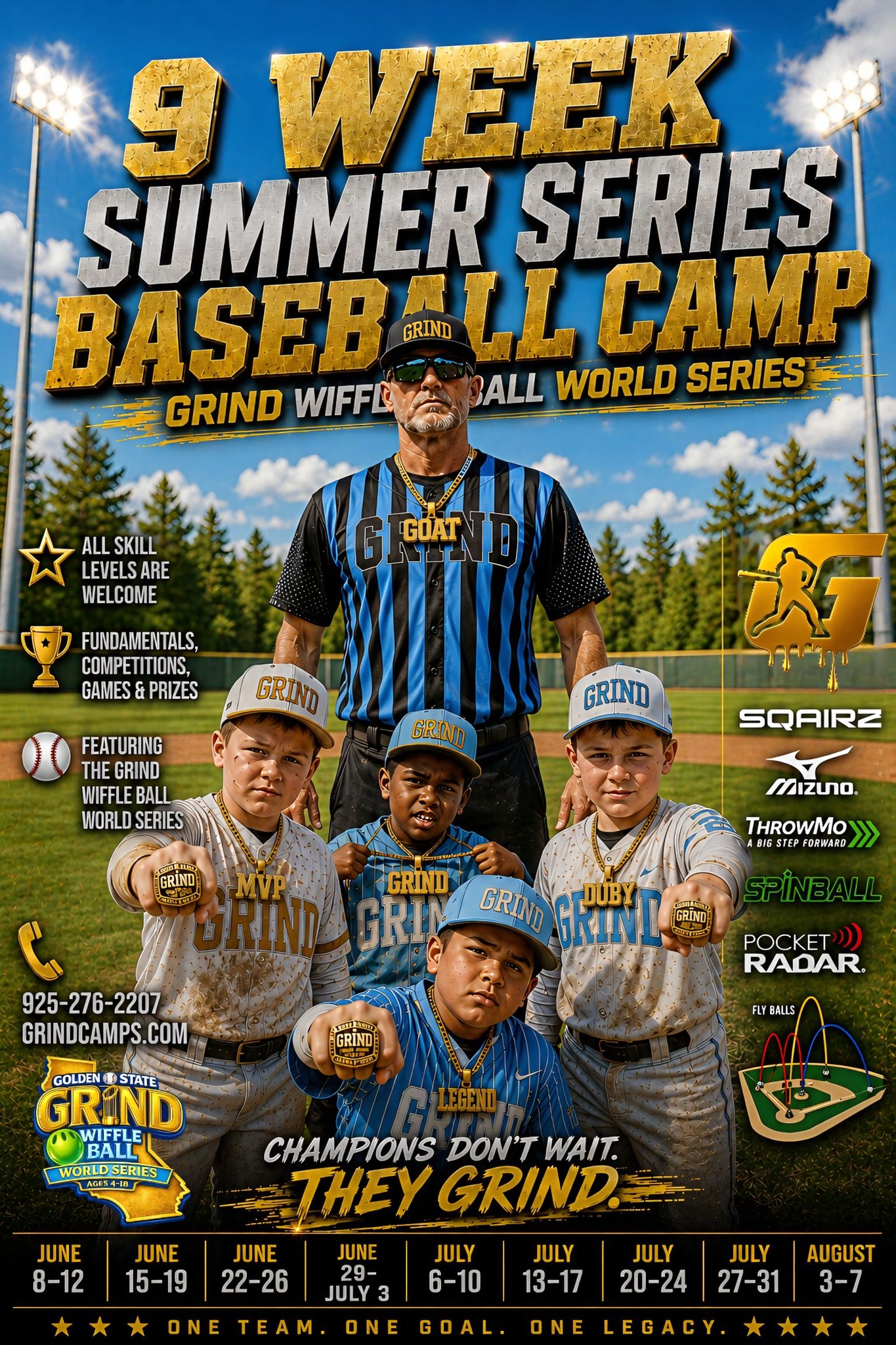 Golden State Grind Facebook ad: 9 WEEK SUMMER SERIES BASEBALL CAMP 2026