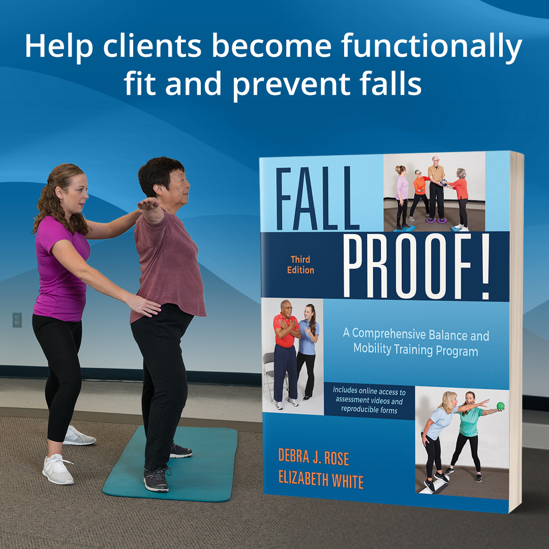 Human Kinetics Fitness and Health Facebook ad: Prevent Falls. Build Confidence. Improve Mobility.