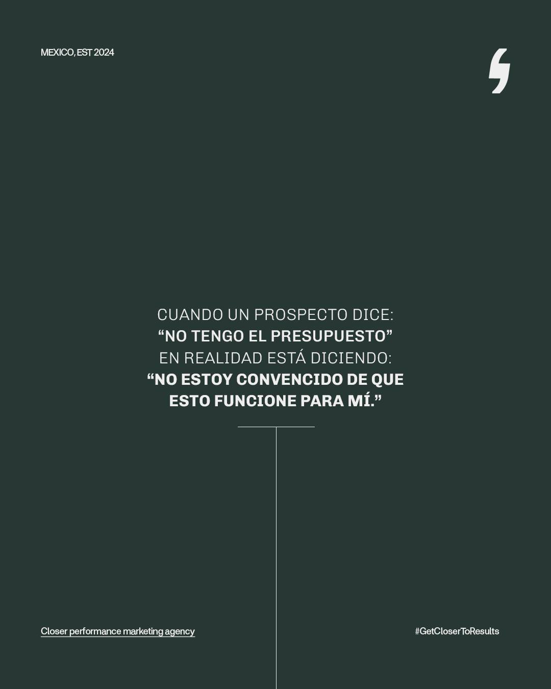 Closer Performance Marketing Facebook ad: Las objeciones de dinero casi nunca son por…