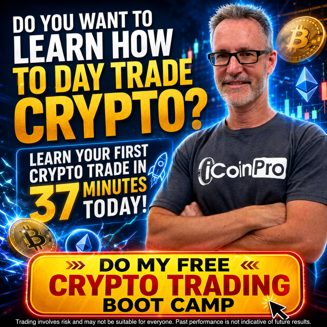 Icoinpro Facebook ad: Free Crypto Trading Boot Camp for Day Traders