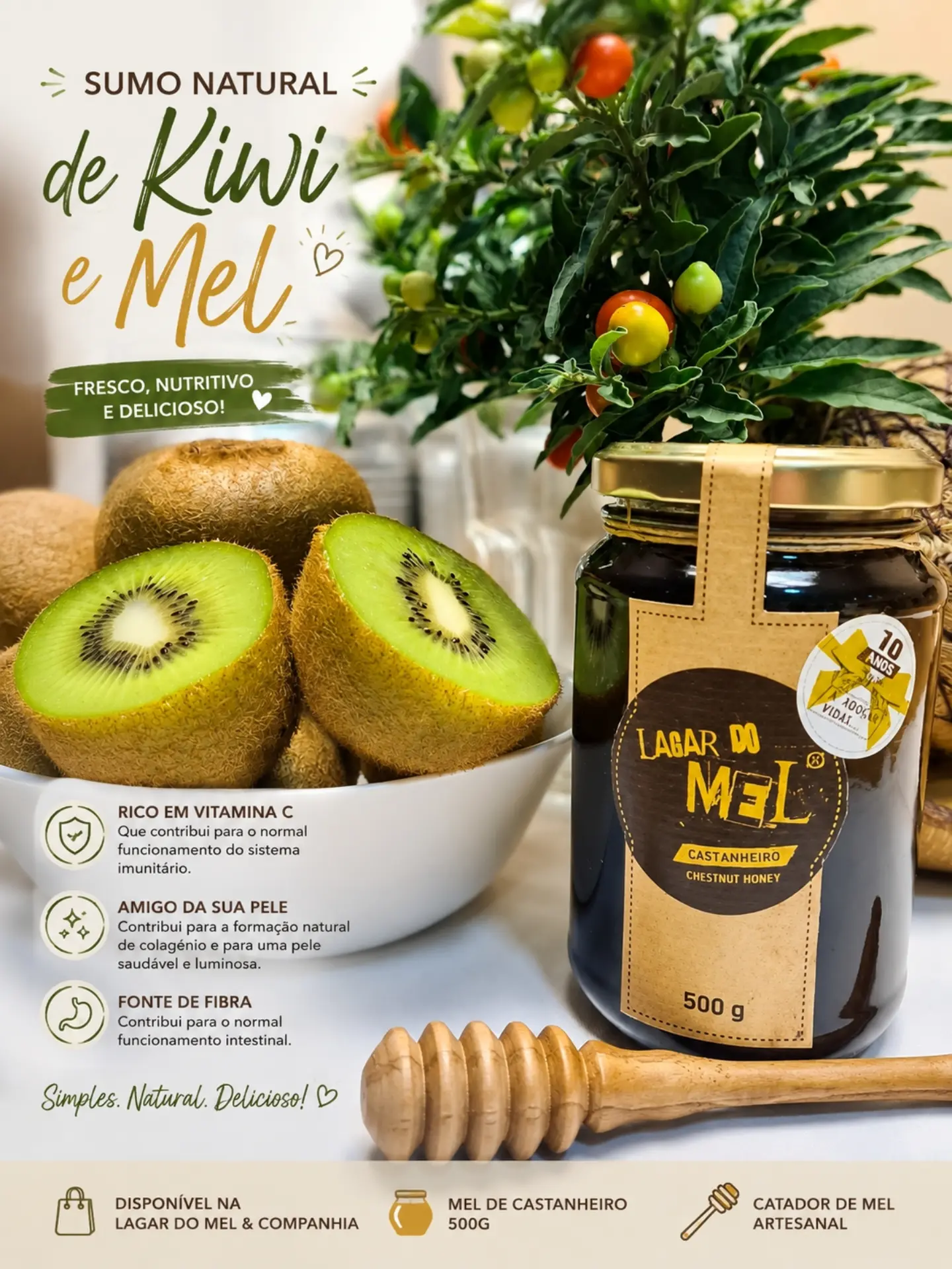Lagar Do Mel Facebook ad: SUMO NATURAL DE KIWI E MEL