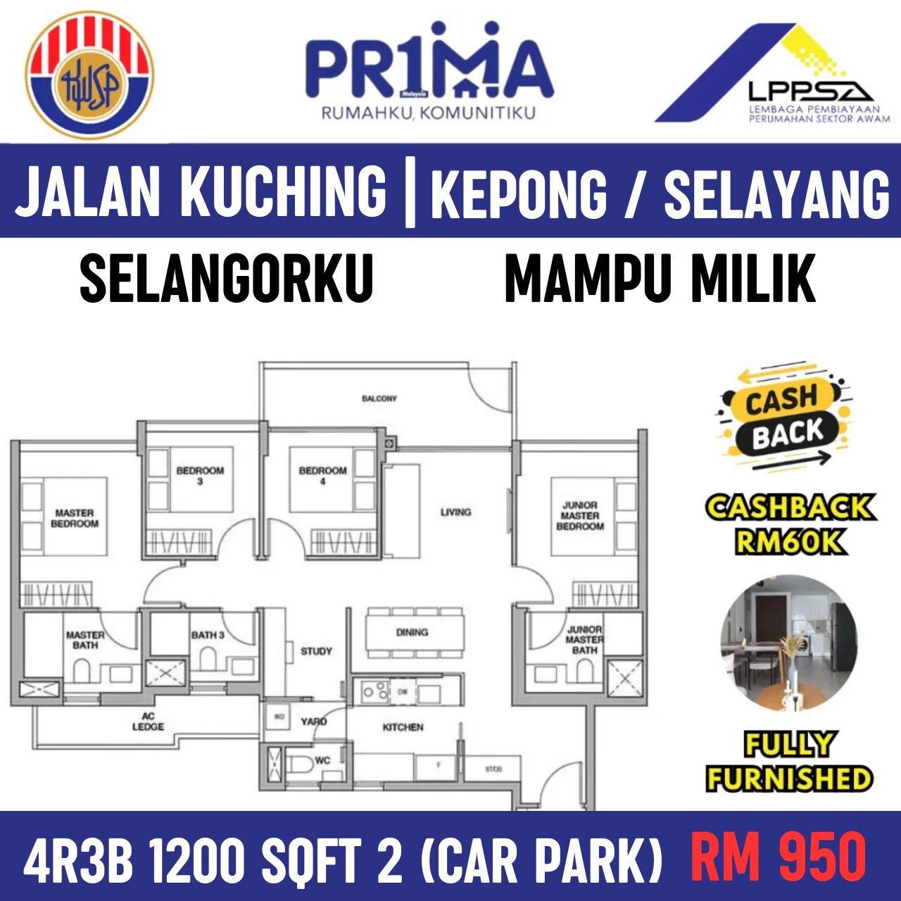 Properties King Facebook ad: FREE RM60k Cash Back