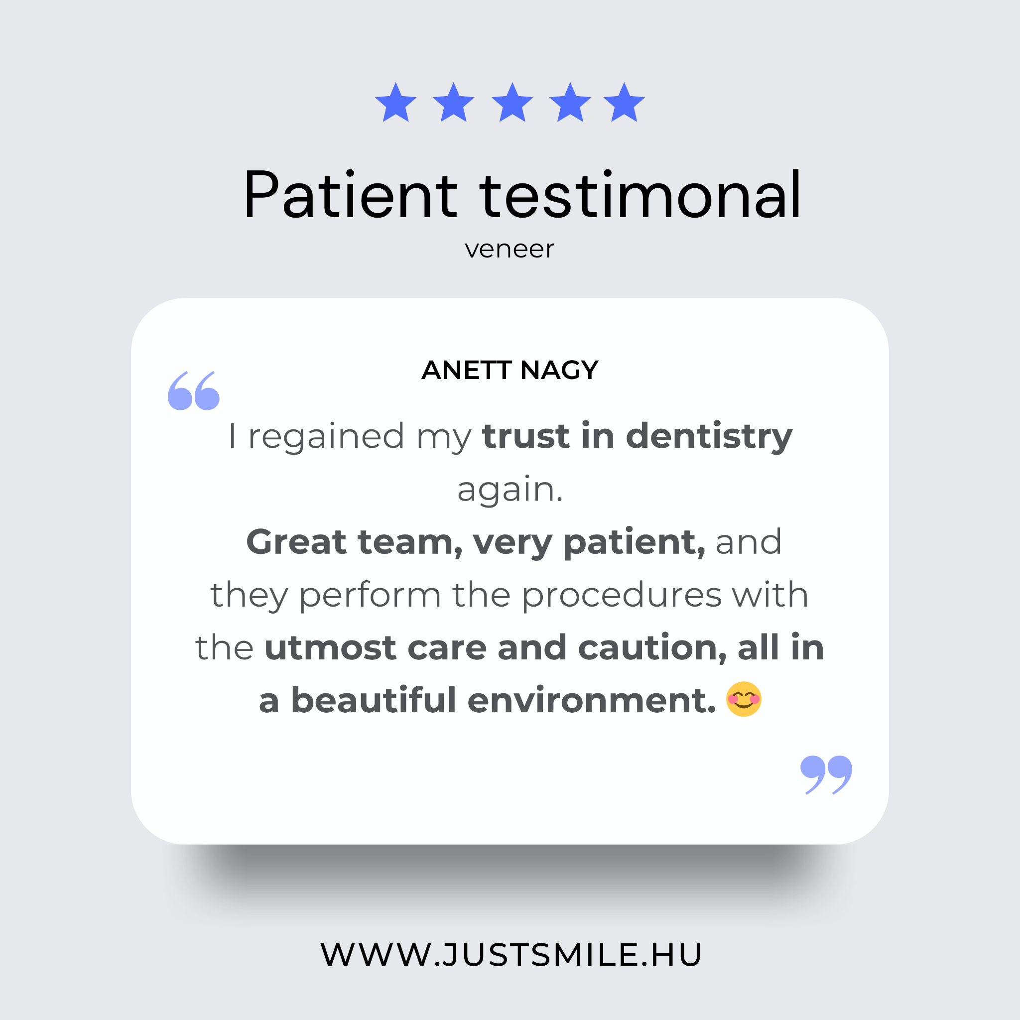 JustSmile Facebook ad: Real reviews, genuine smiles