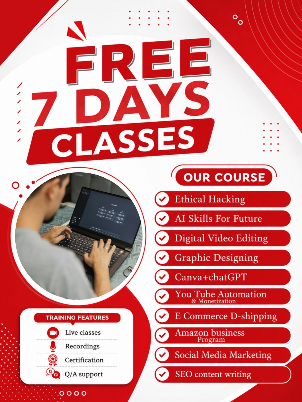 SN skills institute Facebook ad: Gain New Skills