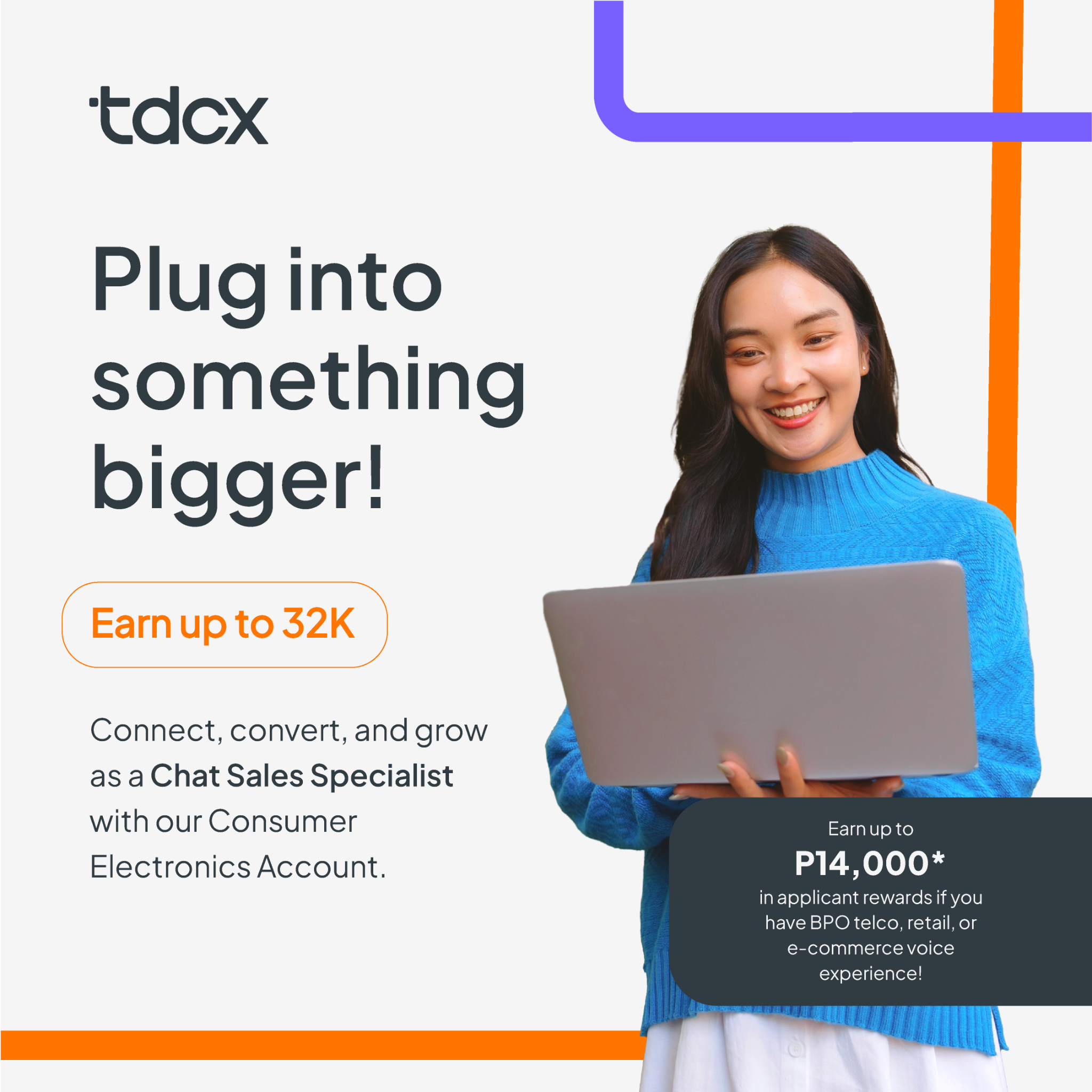 TDCX Philippines Facebook ad: Non-Voice Chat Sales Role | Cebu