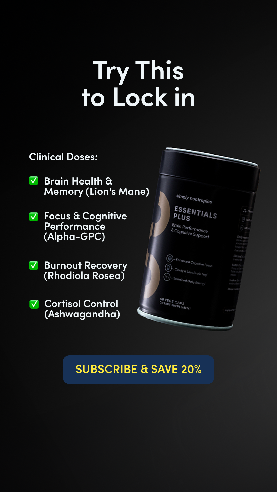 Simply Nootropics Facebook ad