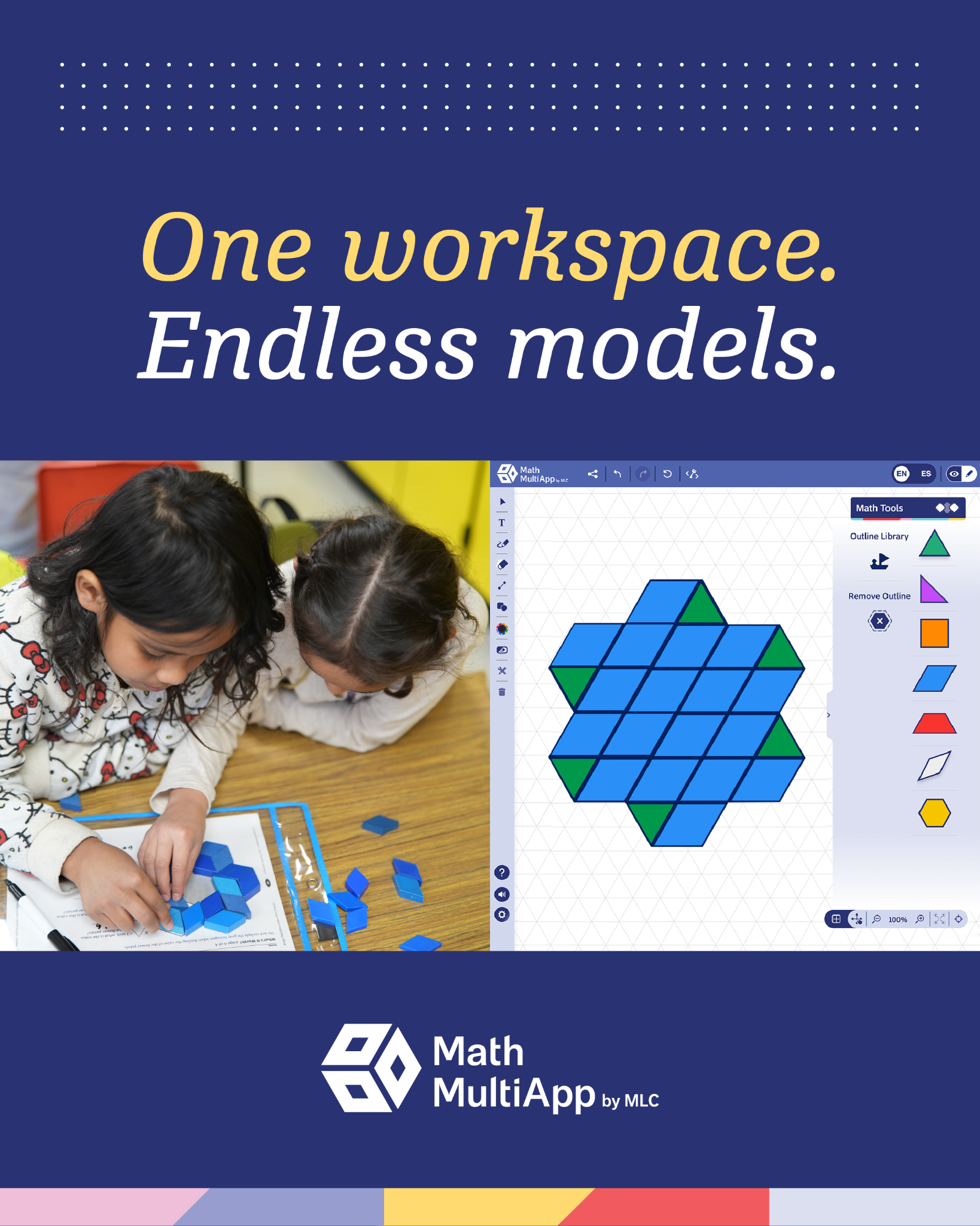 The Math Learning Center Facebook ad: Math tools that work together.