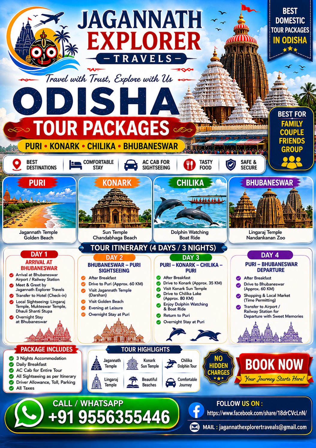 Jagannath Explorer Travels Facebook ad: **Jagannath Explorer Travels, Explore Odisha, Experience…