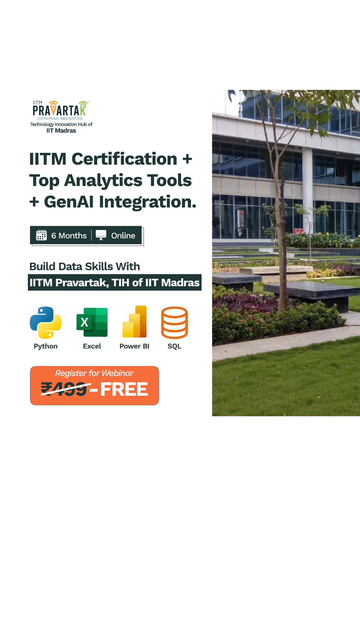 IITM Pravartak - Online Certificate Programs with Coding Ninjas Facebook ad