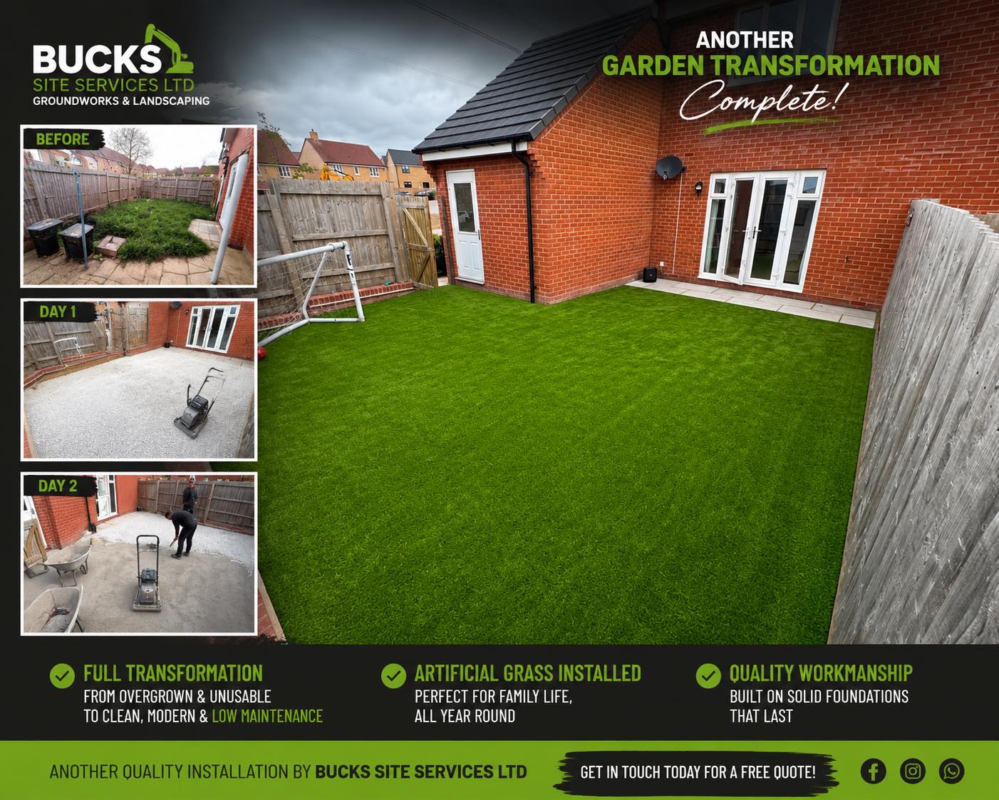 Bucks Site Services Ltd Facebook ad: Another garden transformation completed by Bucks Site…