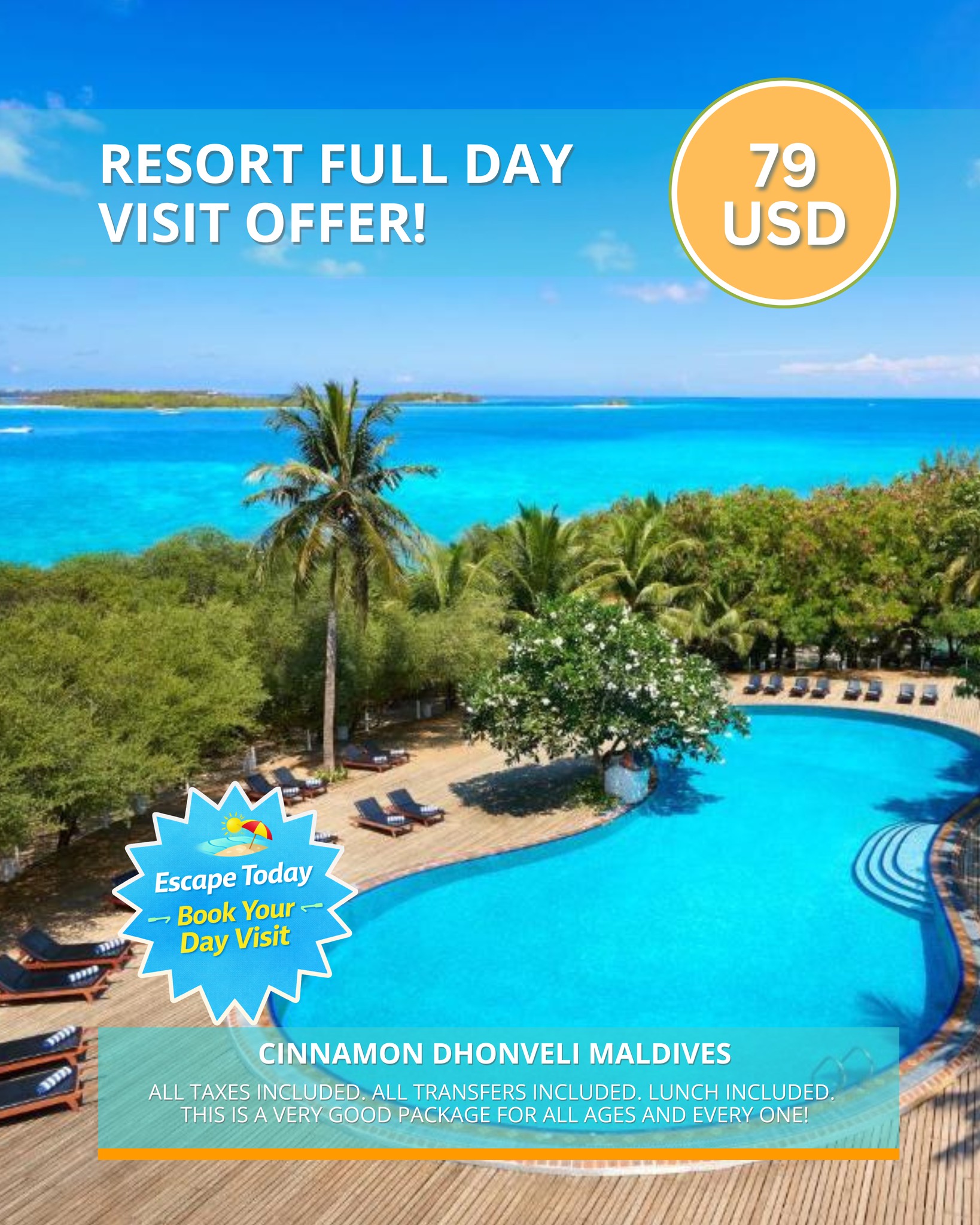 Moodhu Holidays Maldives for Locals & Work Permit Holders Facebook ad: CINNAMON DHONVELI MALDIVES