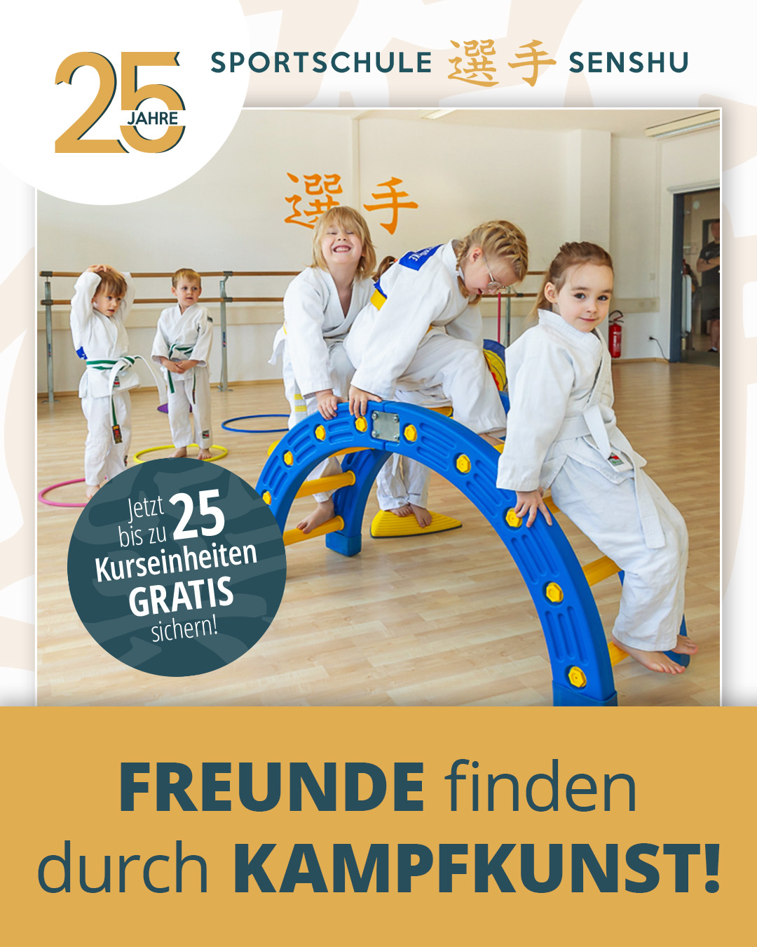Sportschule Senshu Facebook ad: Wir suchen mutige Kinder ab 3 Jahren, die…