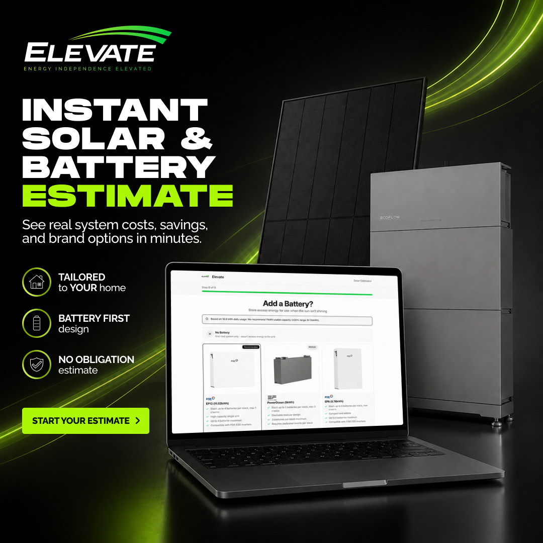 Elevate Solar Energy Facebook ad: Find out more about Solar & Battery Storage