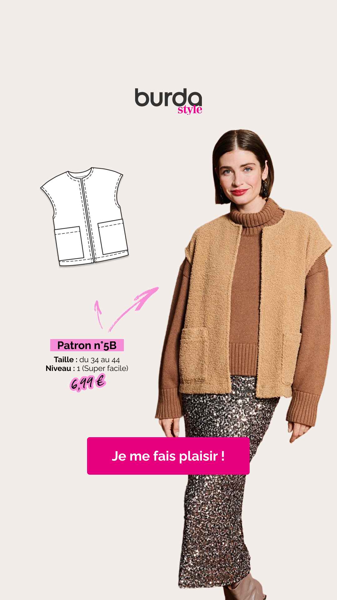 burda style France Facebook ad: Des milliers de patrons couture
