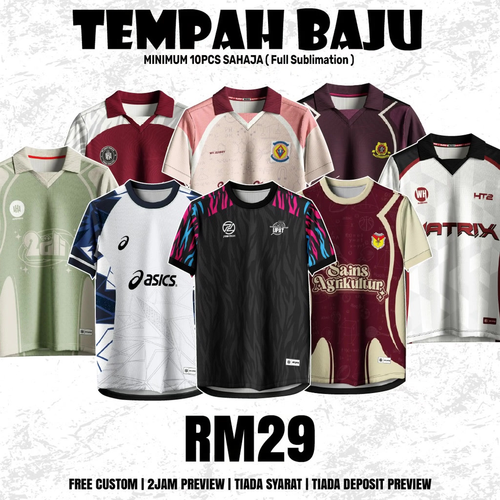 WH Jersey Printing Facebook ad: GRAB HARGA RM29 SEHELAI!