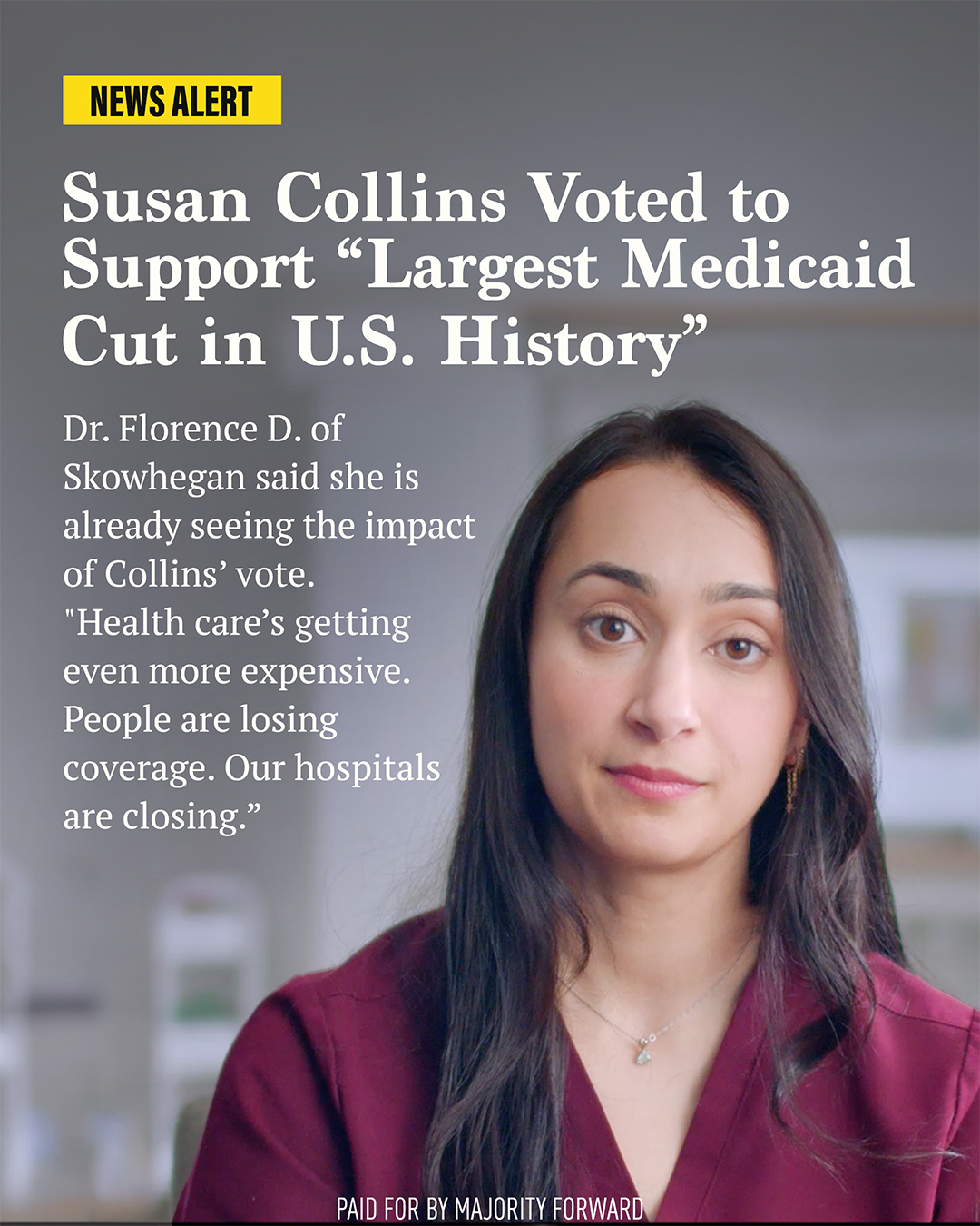 Majority Forward Facebook ad: Collins Supported Largest Medicaid Cut in U.S. History