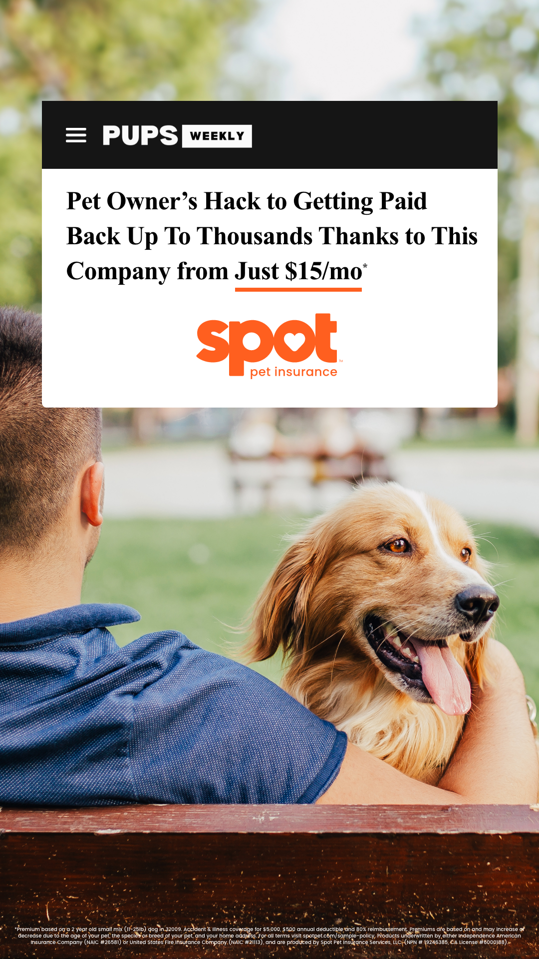 Spot Pet Insurance Facebook ad