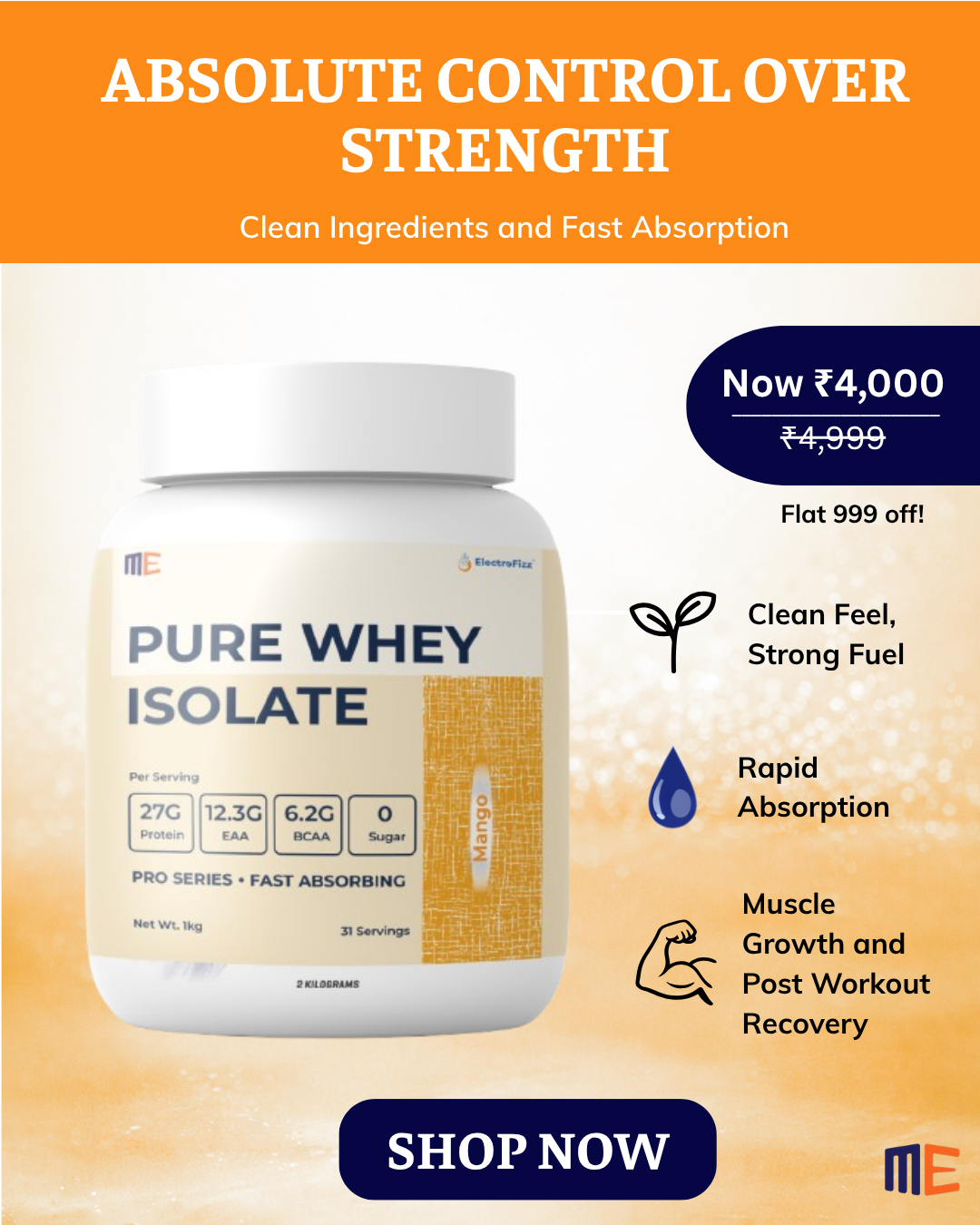 Meneki Nutrition Facebook ad: Pure Whey. Zero Junk.