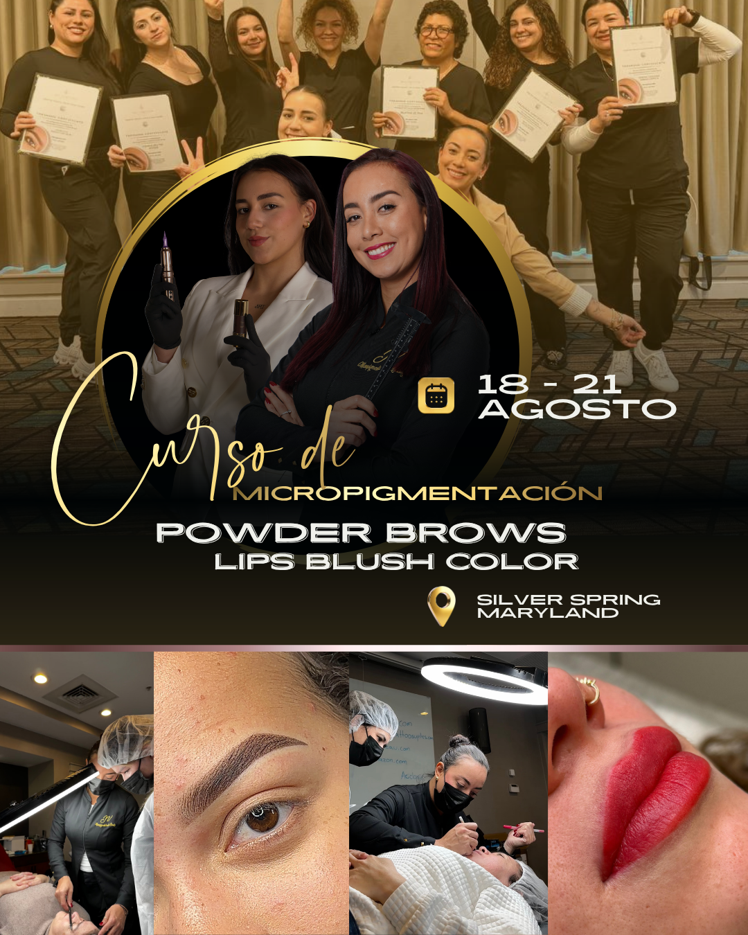 Jennifer Vinasco Facebook ad: Curso de Micropigmentación en Maryland