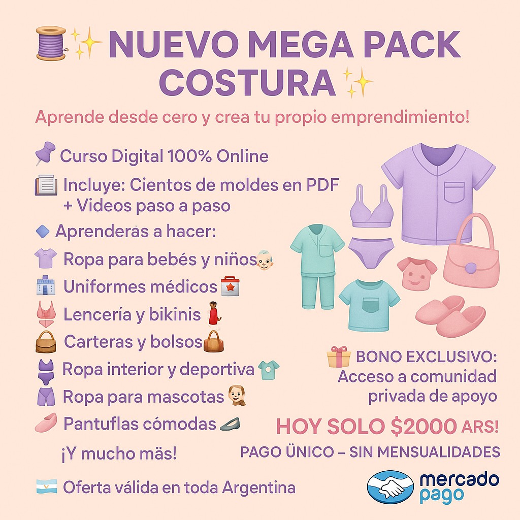 Aprende Un Oficio Online - Cursos Digitales Facebook ad: ¡SUPER MEGA PACK DE COSTURA!