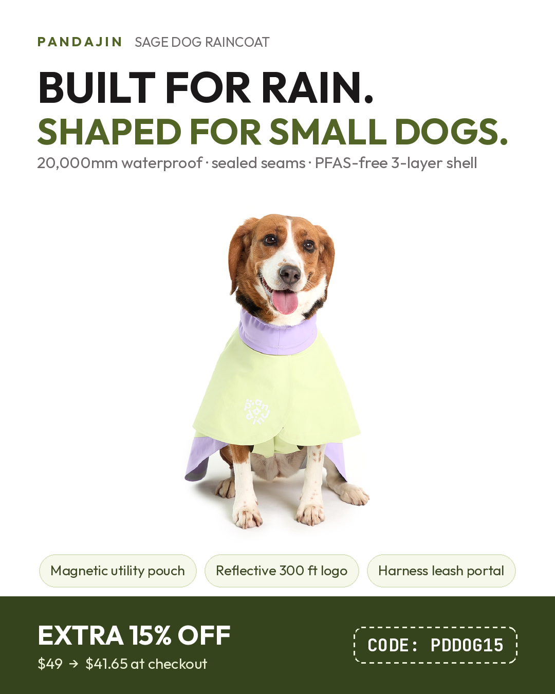 Thepandajin Facebook ad: Small dogs get the worst raincoats, flimsy, gappy…