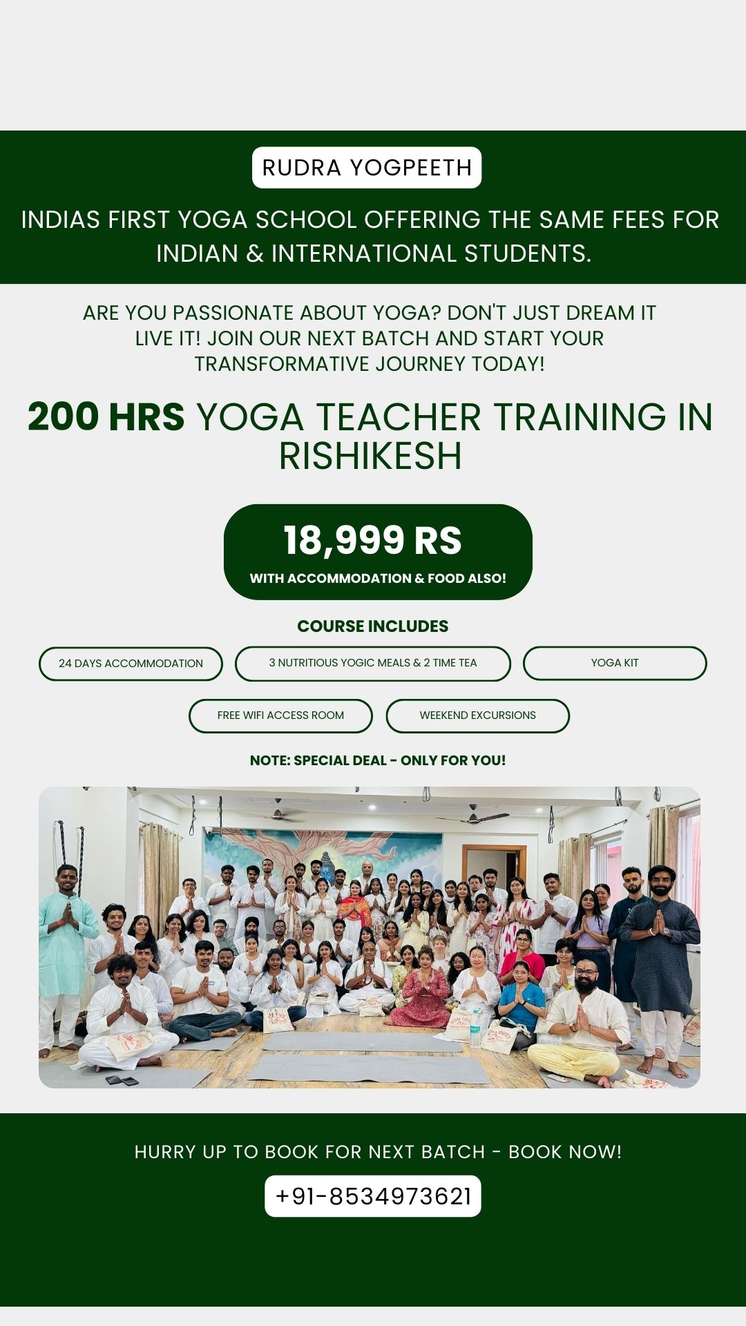 Rudra Yogpeeth Facebook ad: Become a Certified Yoga Teacher for Just ₹18,999!