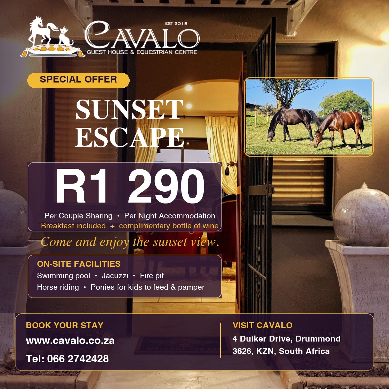 Cavalo Guesthouse & Equestrian Estate Facebook ad