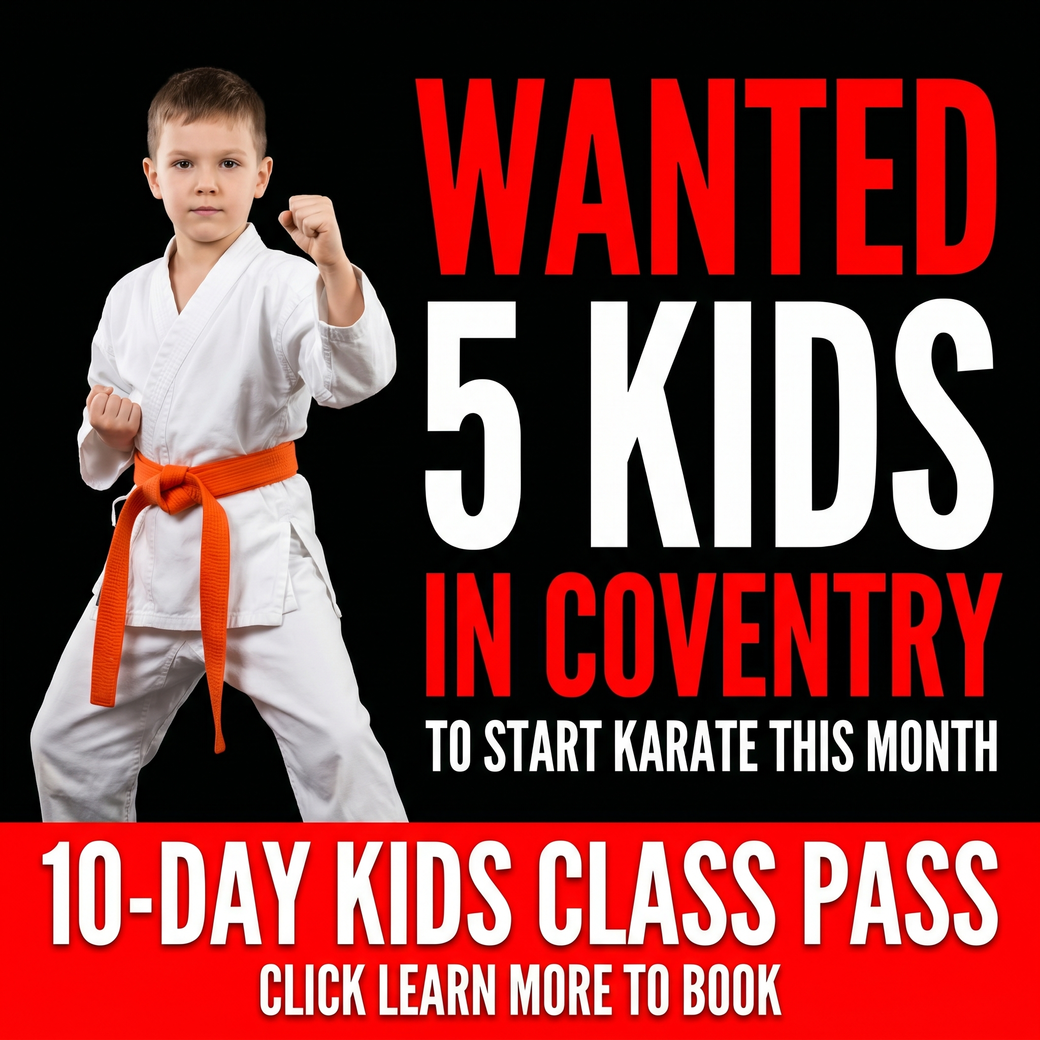 Northeast Family Martial Arts Facebook ad: Want a FREE 10-Day, Kids Martial Arts Class Pass?