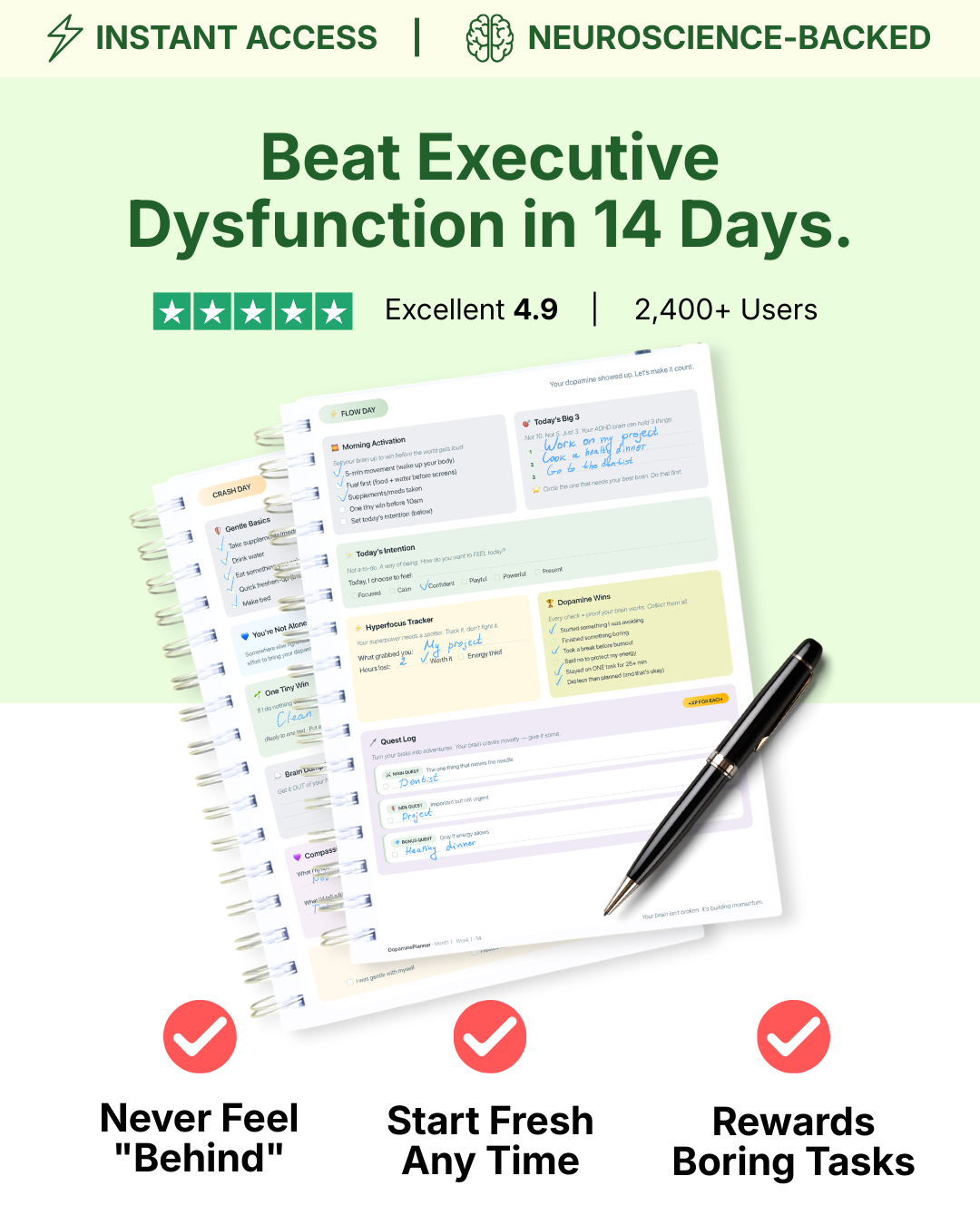 Dopamine Planner Facebook ad: Neuroscience-Backed. Built for ADHD Brains.