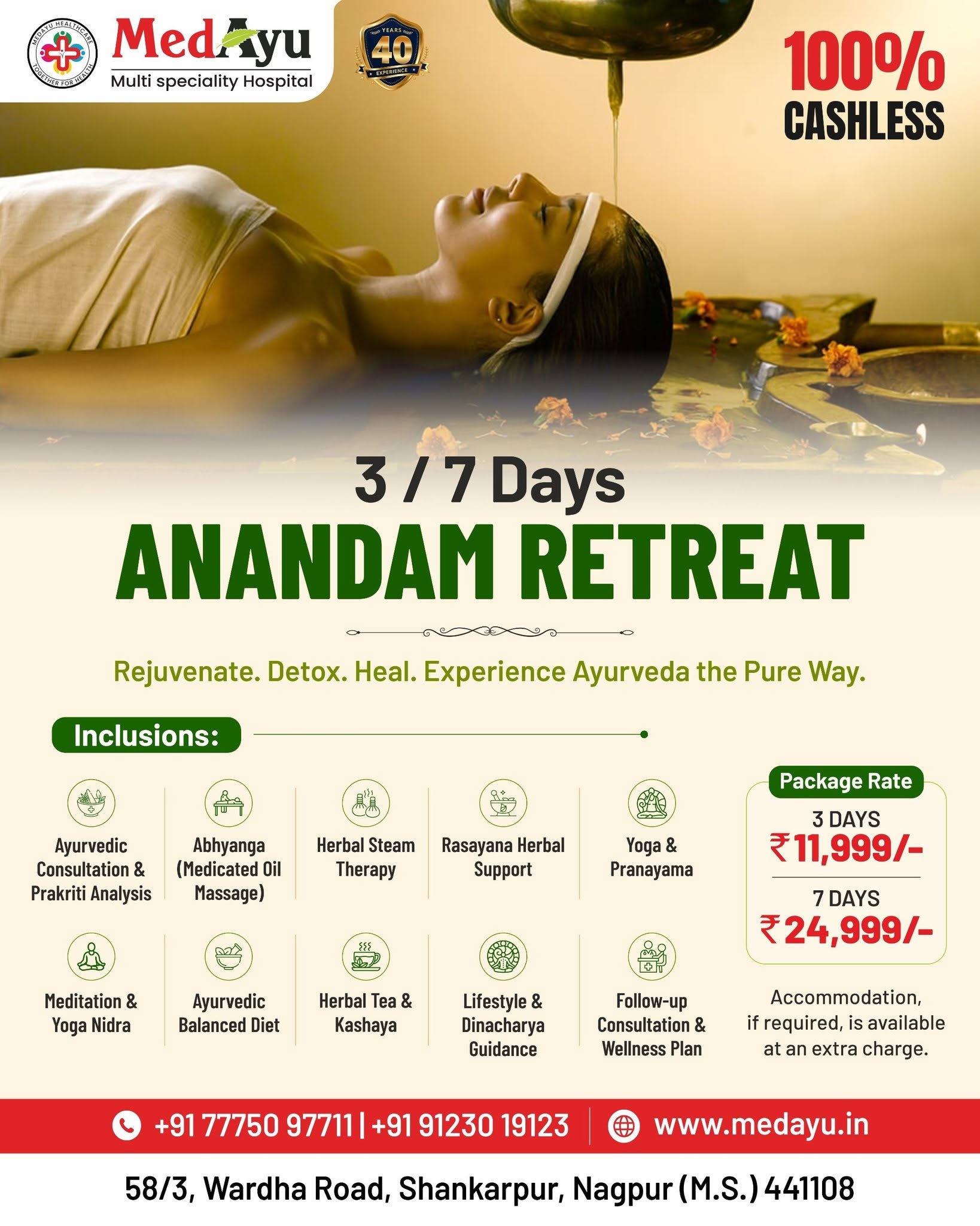 MedAyu Multispeciality Hospital Facebook ad: Experience the Healing Power of Ayurveda with Medayu…