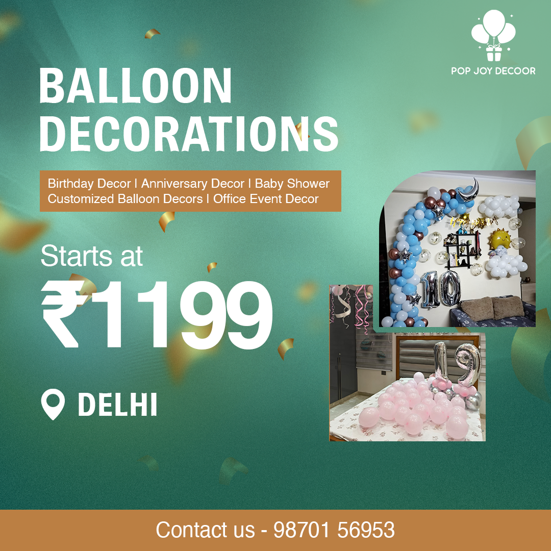 Pop Joy Decoor Facebook ad: Balloon Décor from ₹1199