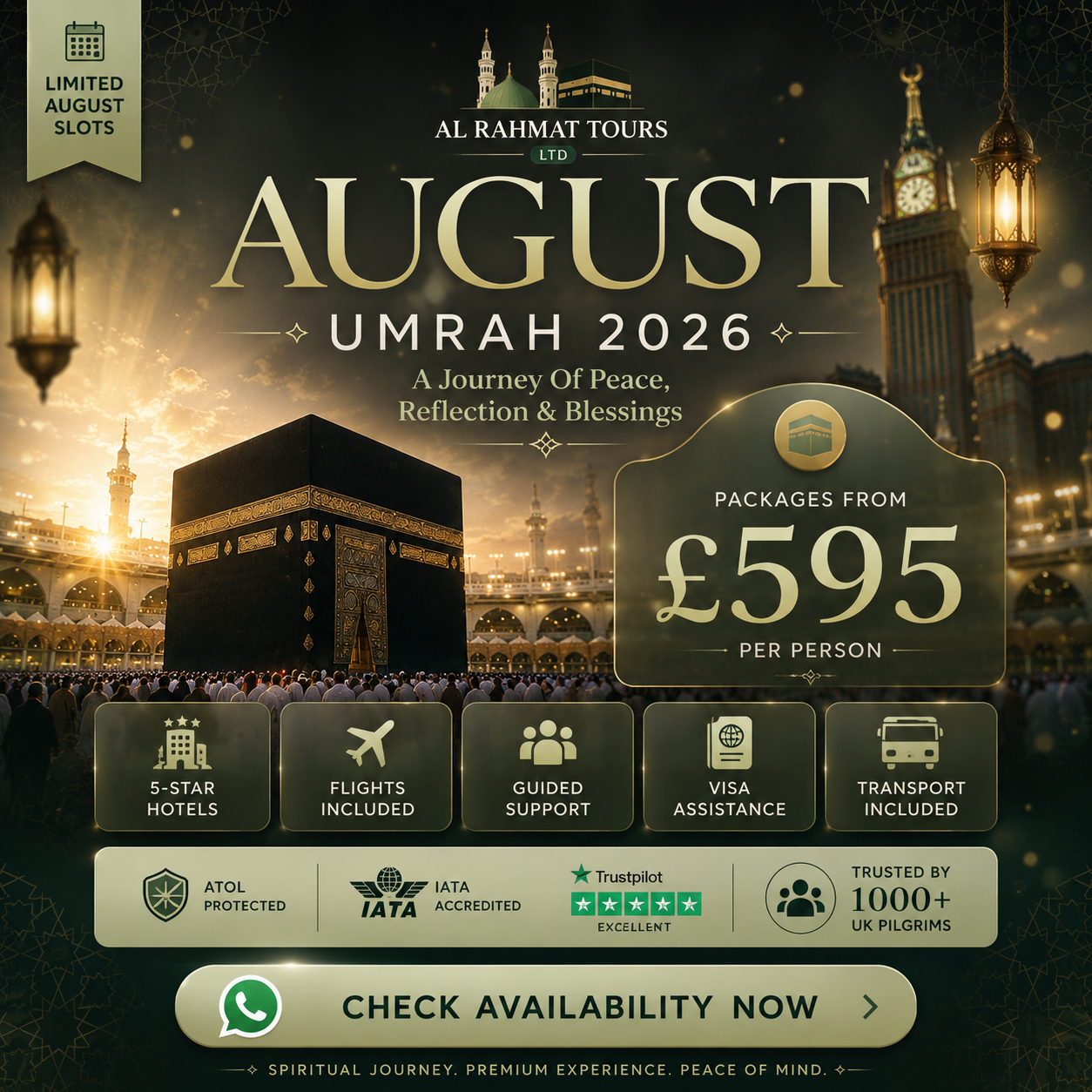 Al Rahmat Tours Facebook ad: August Umrah Package - £595